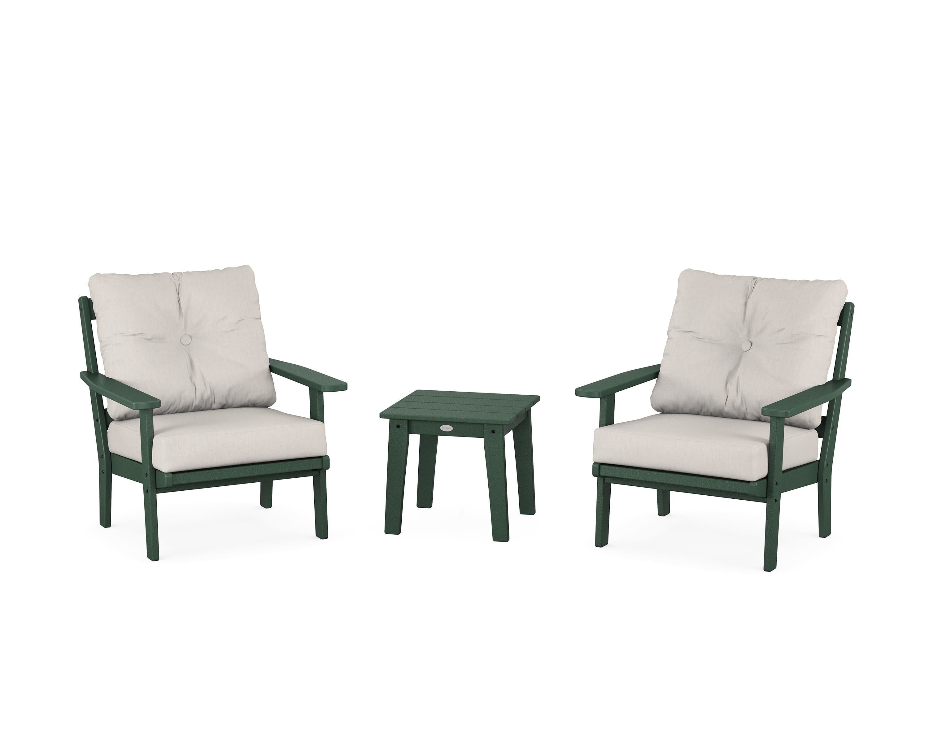 POLYWOOD Oxford 3-Piece Deep Seating Set in Green / Cast Ash
