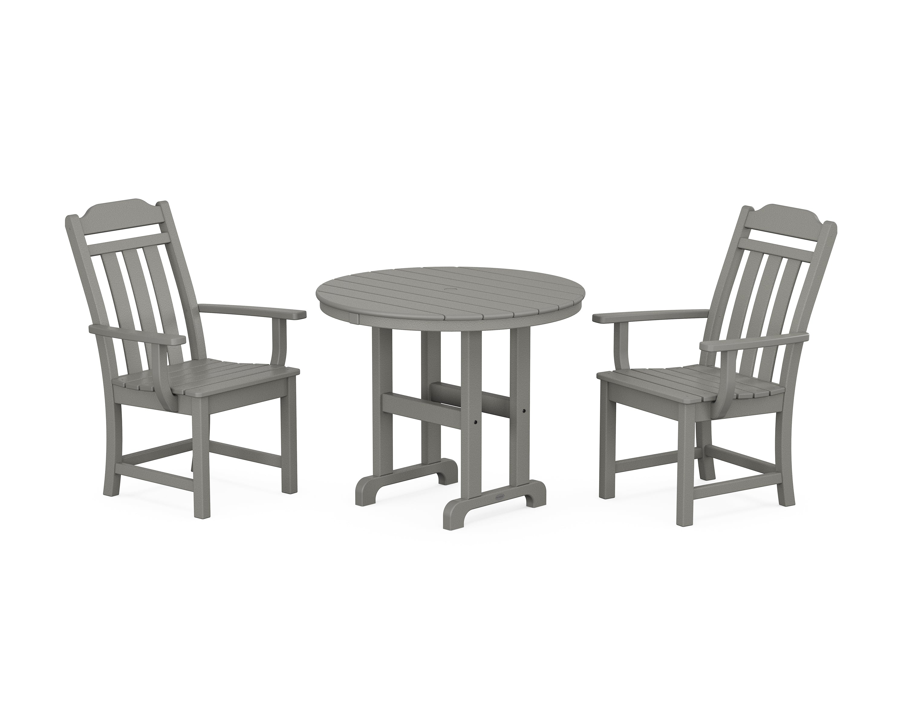 Polywood Country Living 3-Piece Farmhouse Dining Set in Slate Grey