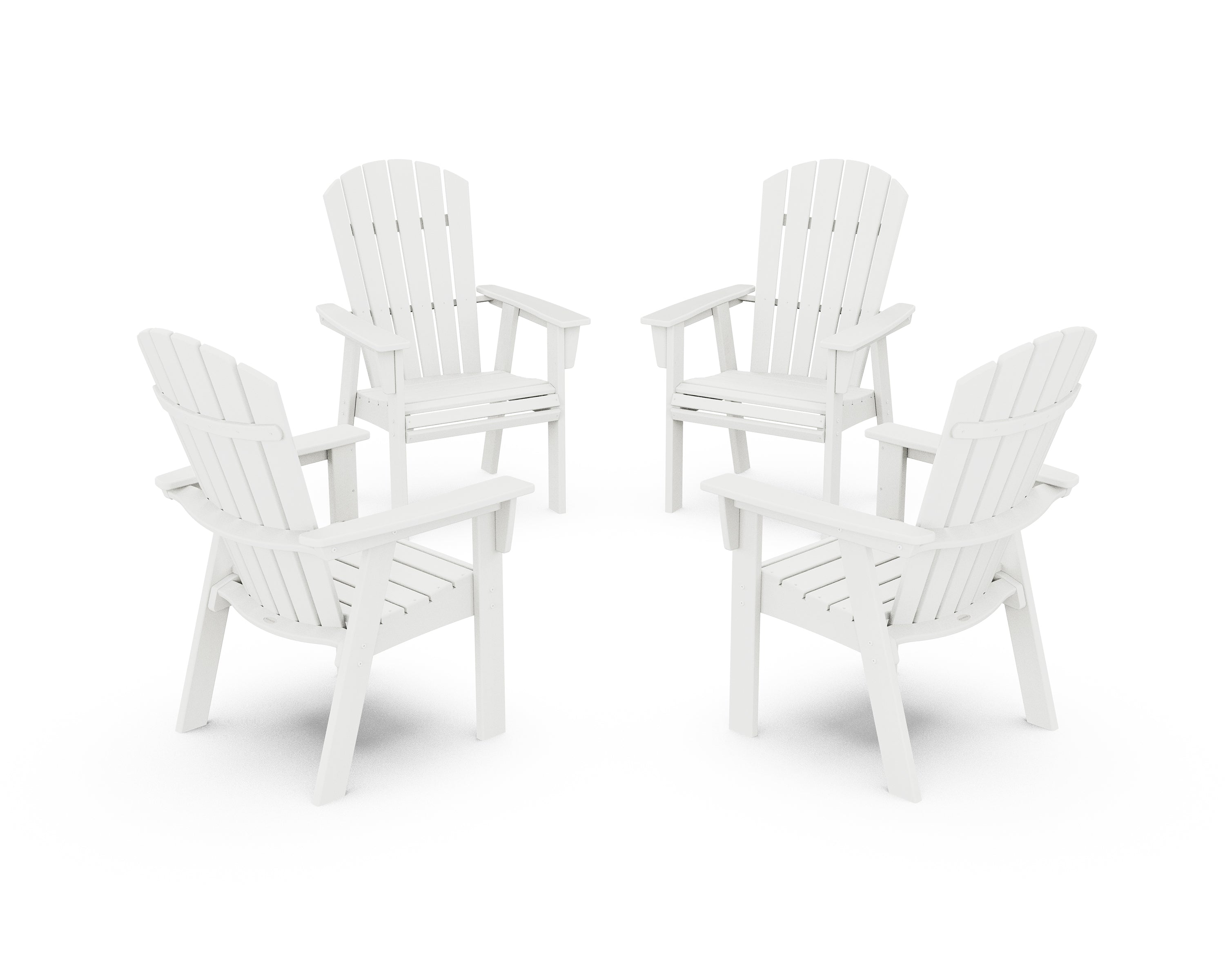 POLYWOOD Nautical 4-Piece Curveback Upright Adirondack Conversation Set in Vintage White