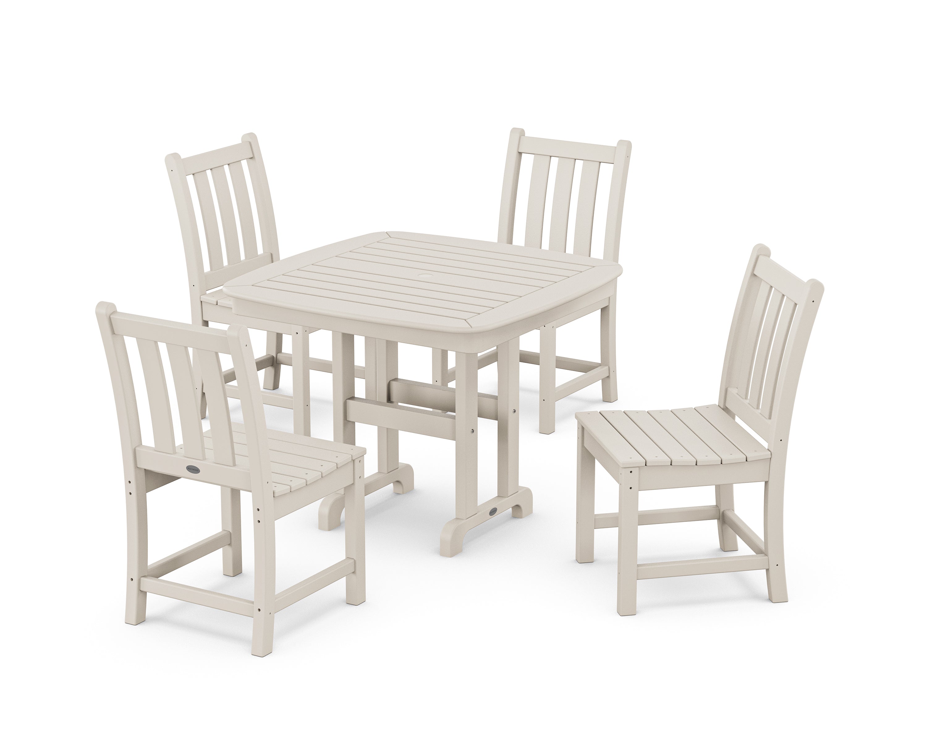 POLYWOOD Traditional Garden Side Chair 5-Piece Dining Set in Sand