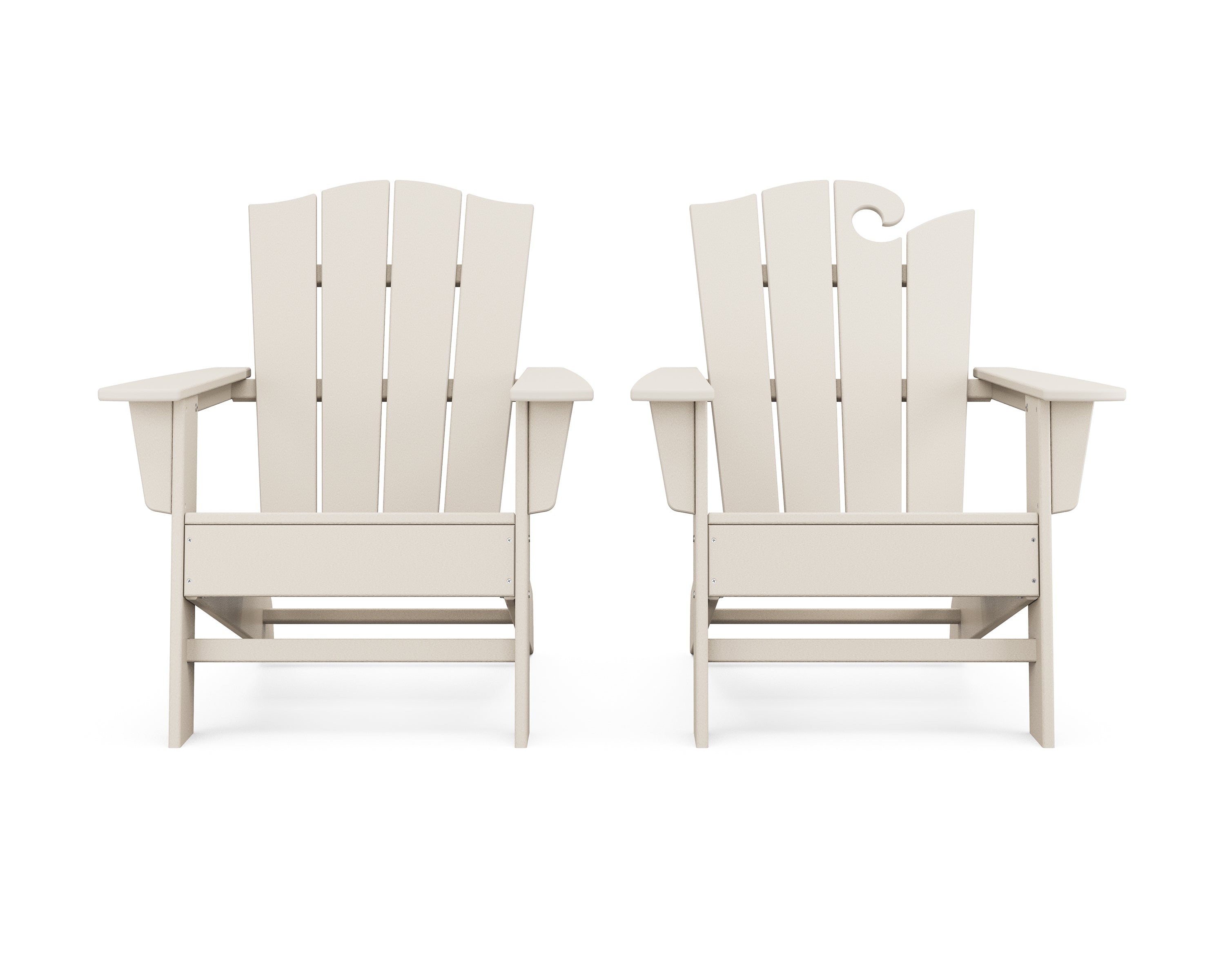 POLYWOOD Wave 2-Piece Adirondack Chair Set with The Crest Chair in Sand