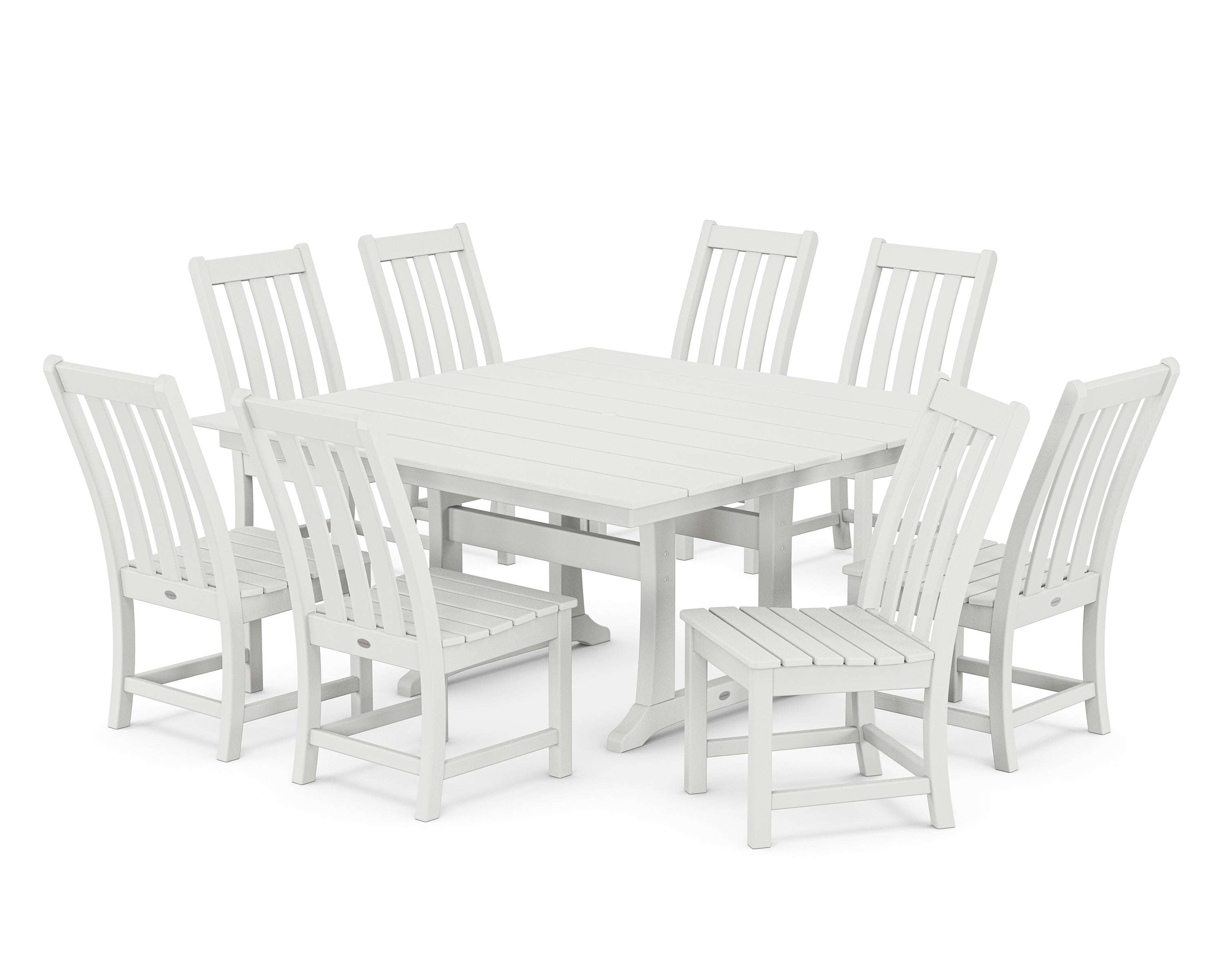 POLYWOOD Vineyard 9-Piece Farmhouse Trestle Dining Set in White