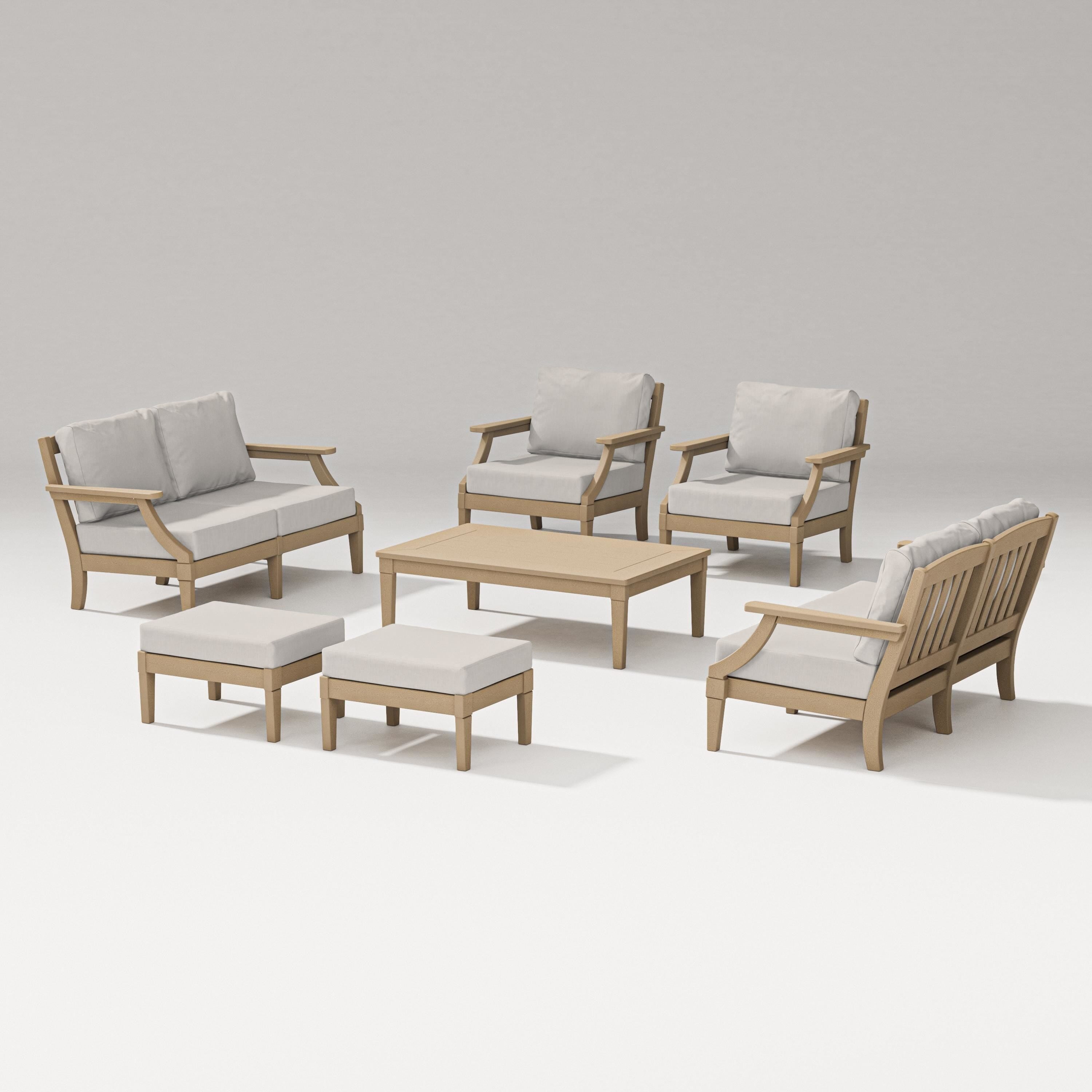PW Designer Series Estate 7-Piece Lounge Loveseat Set in Vintage Sahara / Cast Ash