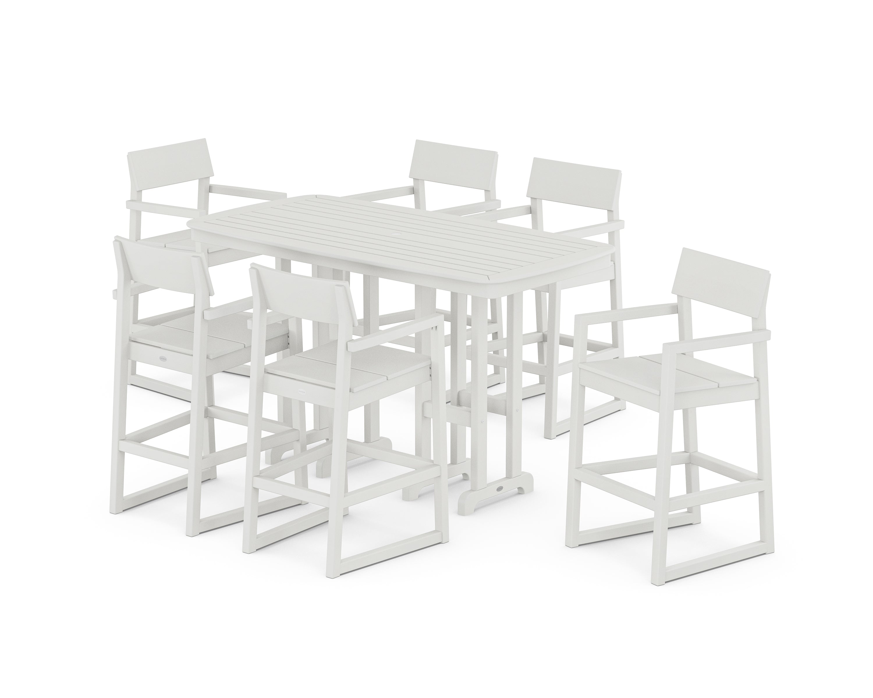 POLYWOOD EDGE Arm Chair 7-Piece Bar Set in Vintage White