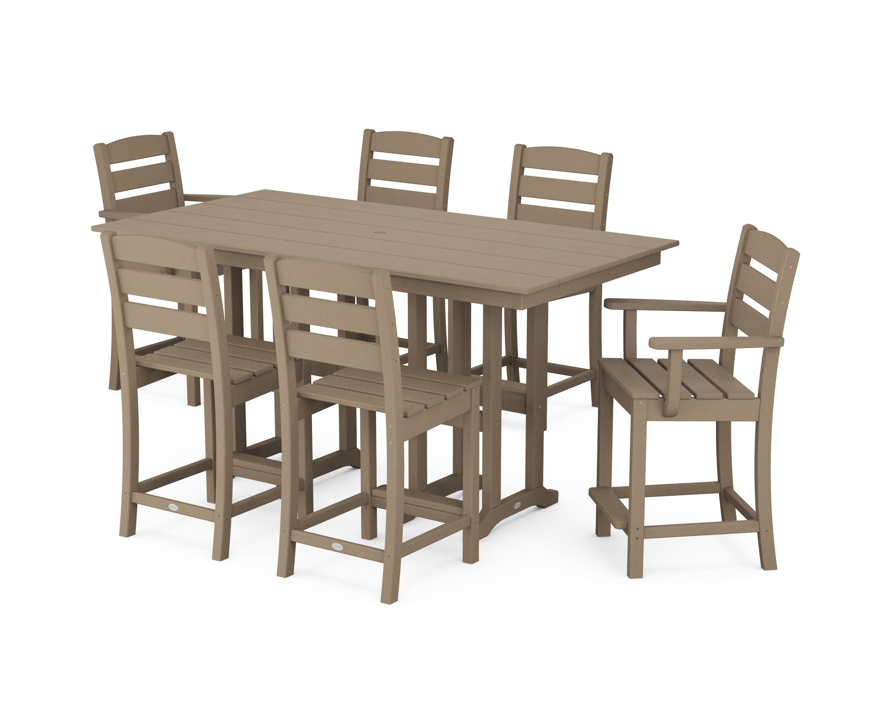 POLYWOOD Lakeside 7-Piece Counter Set in Vintage Sahara