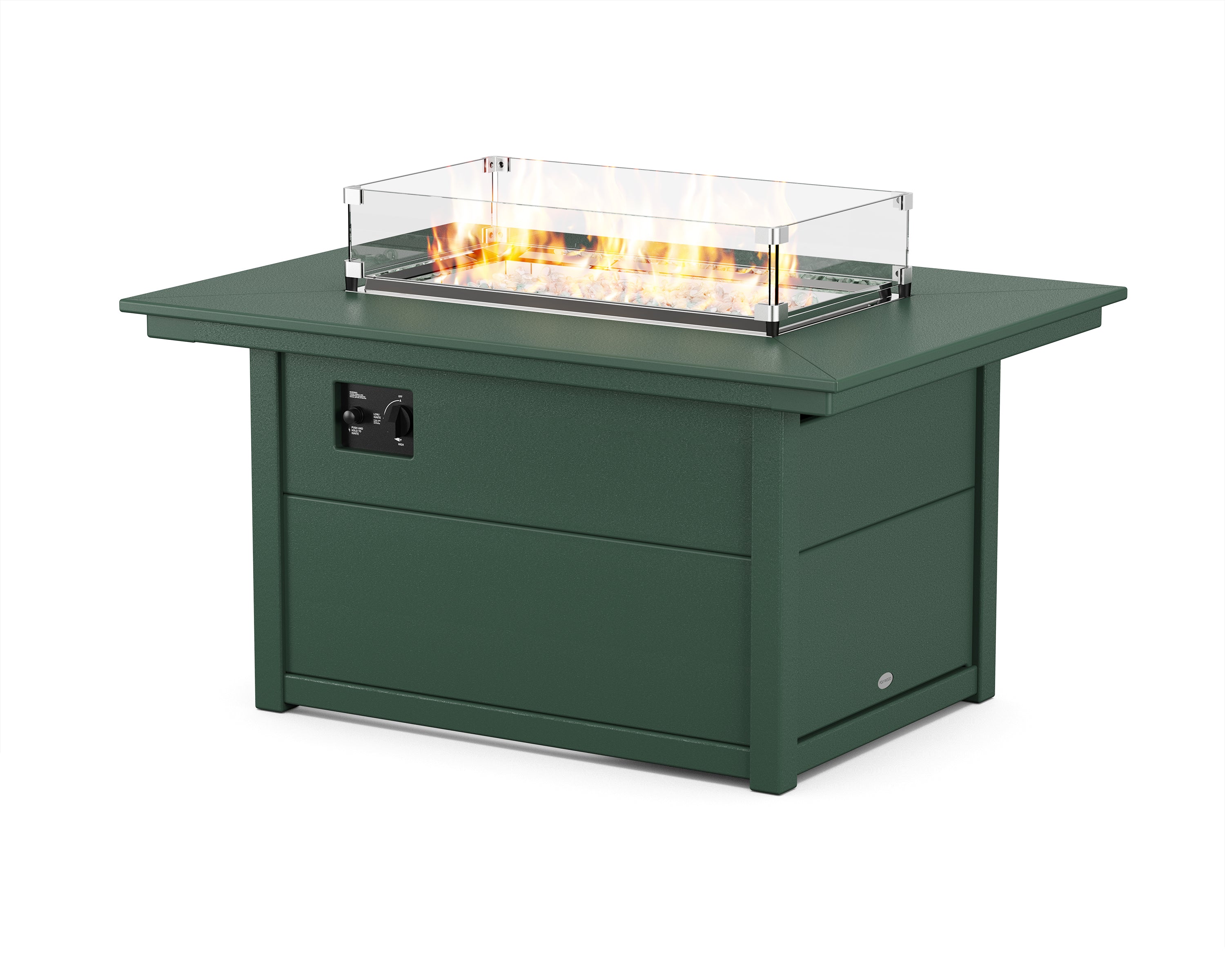 POLYWOOD Rectangle 34" X 46" Fire Pit Table in Green