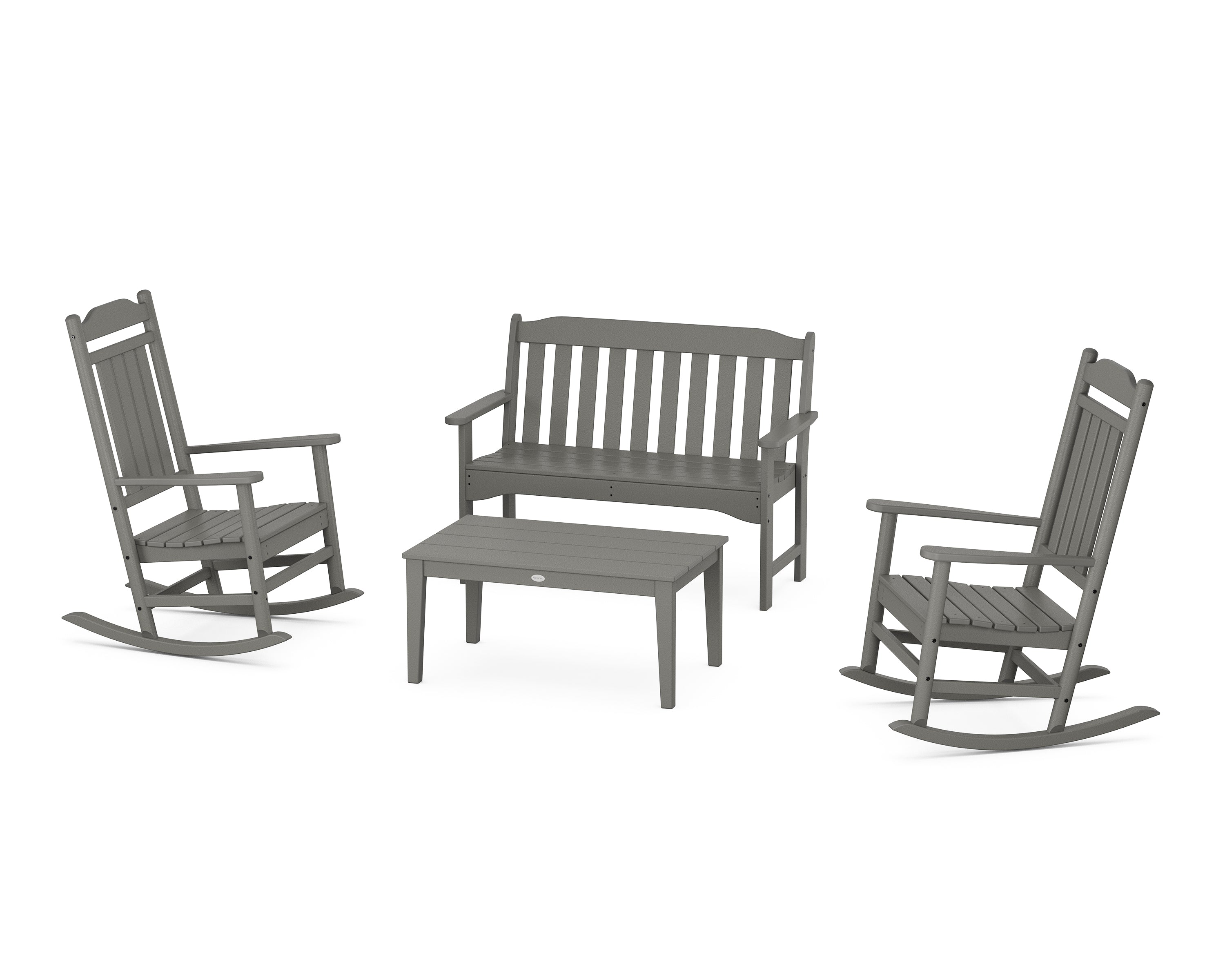 POLYWOOD Country Living Legacy Rocking Chair 4-Piece Porch Set in Slate Grey