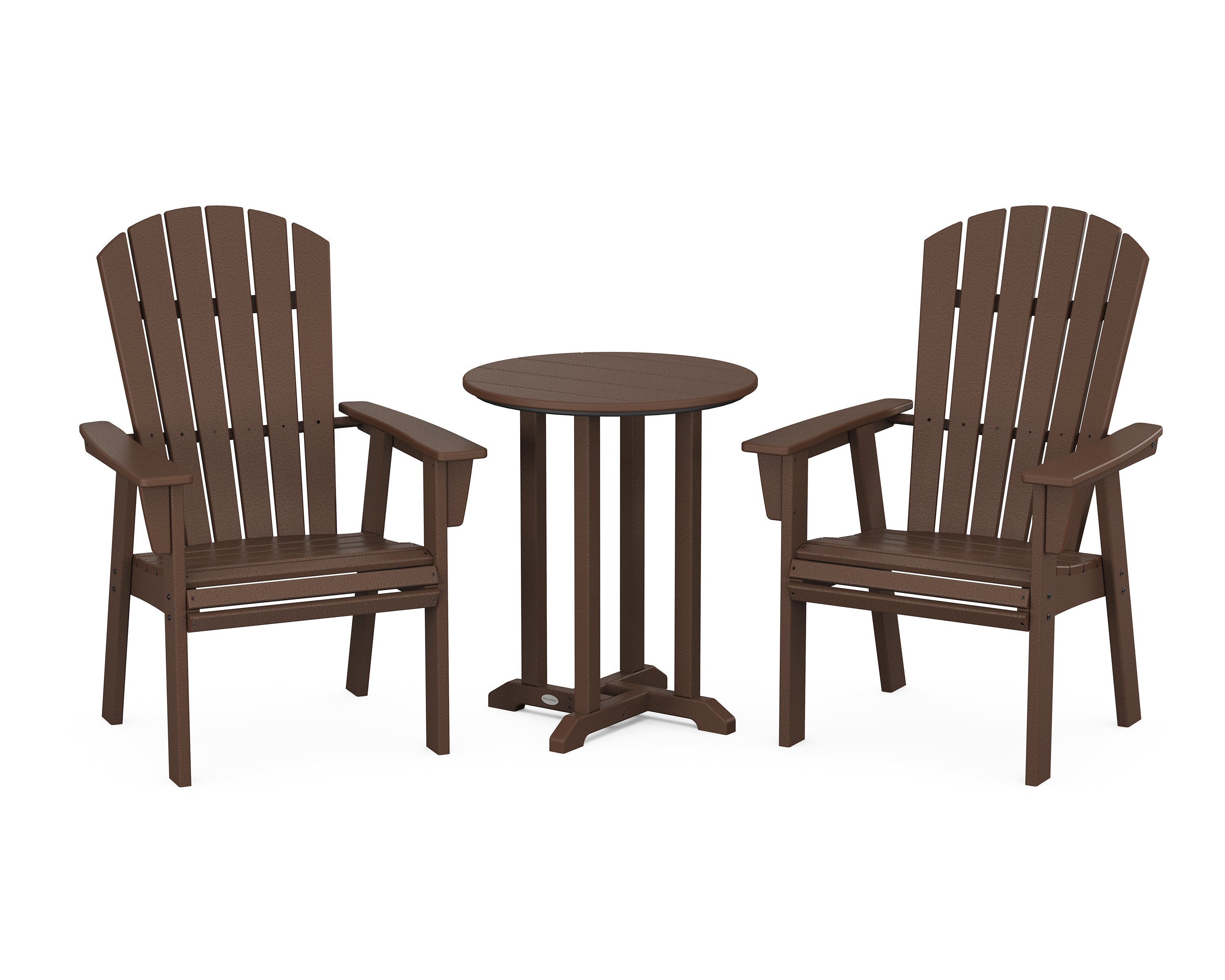 POLYWOOD Nautical Adirondack 3-Piece Round Bistro Dining Set in Mahogany