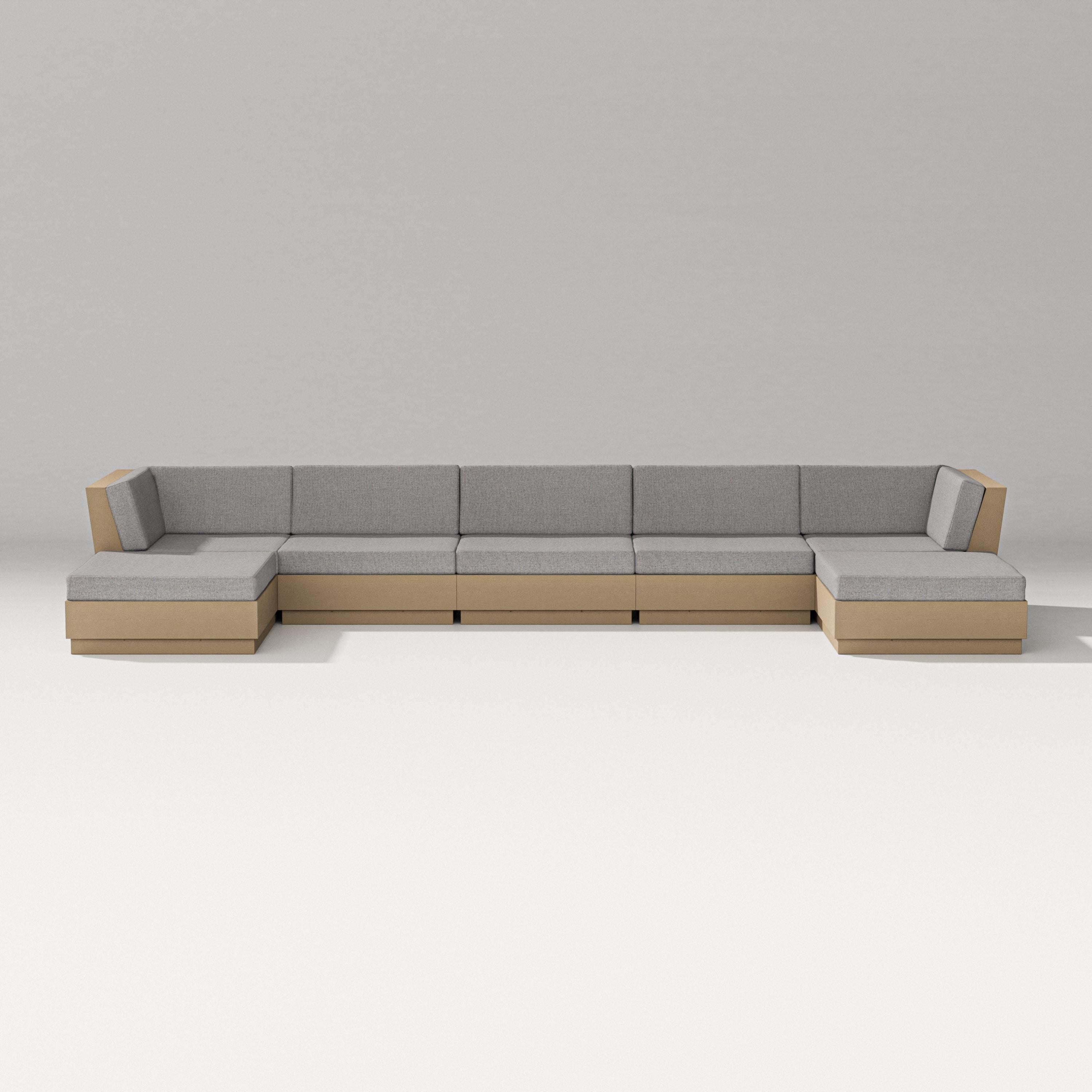 PW Designer Series Elevate 7-Piece Double Chaise Sectional in Vintage Sahara / Grey Mist
