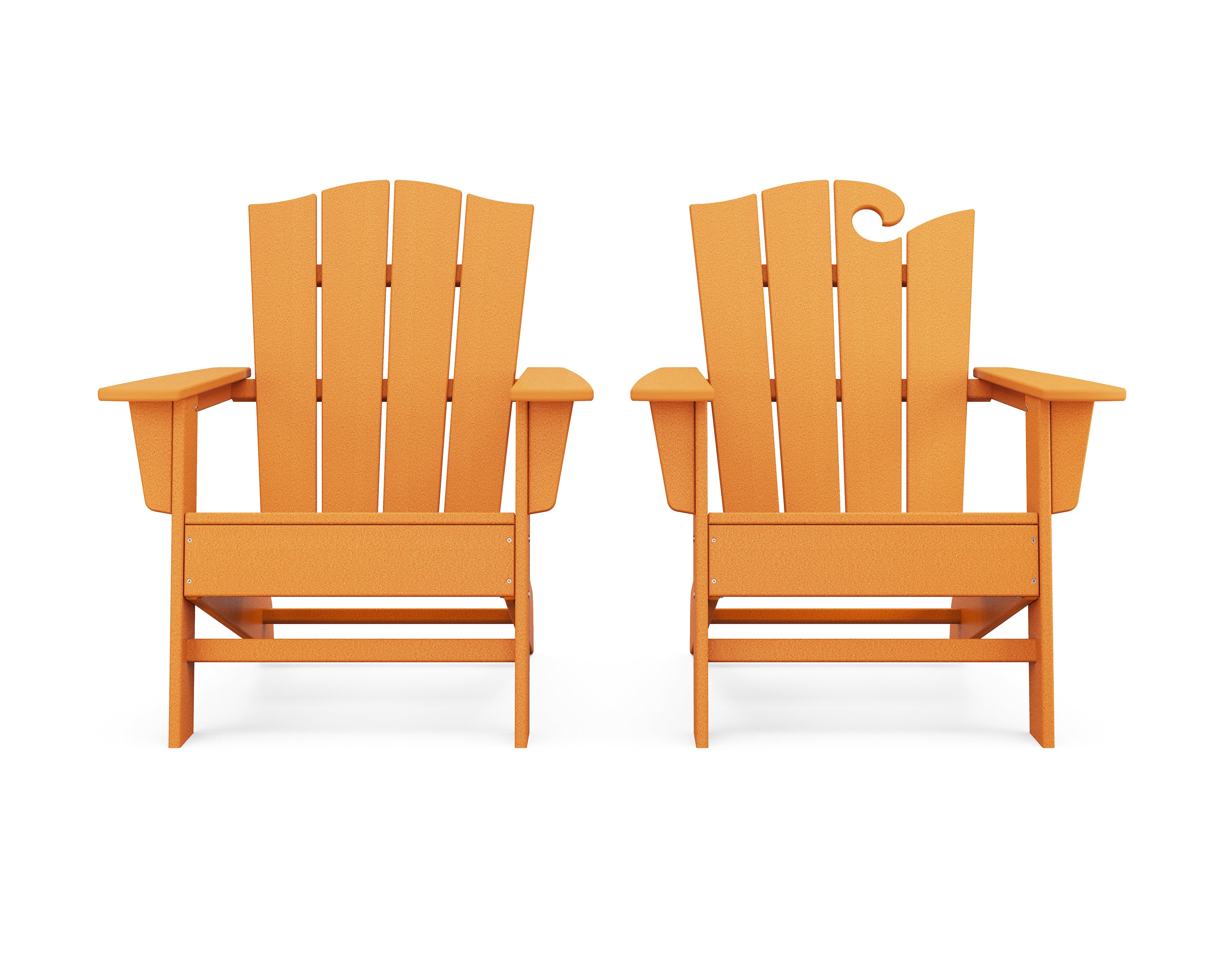 POLYWOOD Wave 2-Piece Adirondack Chair Set with The Crest Chair in Tangerine
