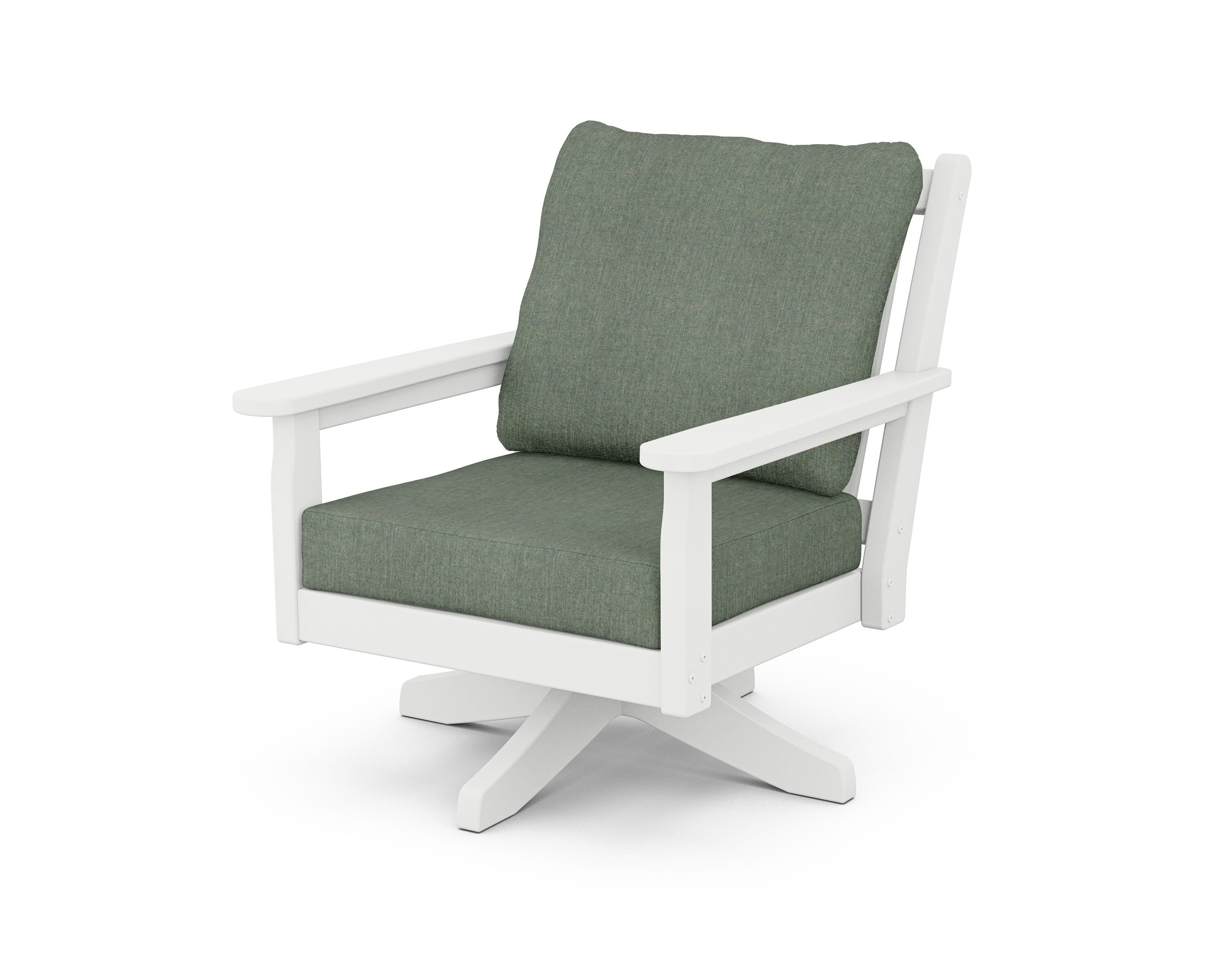 POLYWOOD Chippendale Deep Seating Swivel Chair in White / Cast Sage