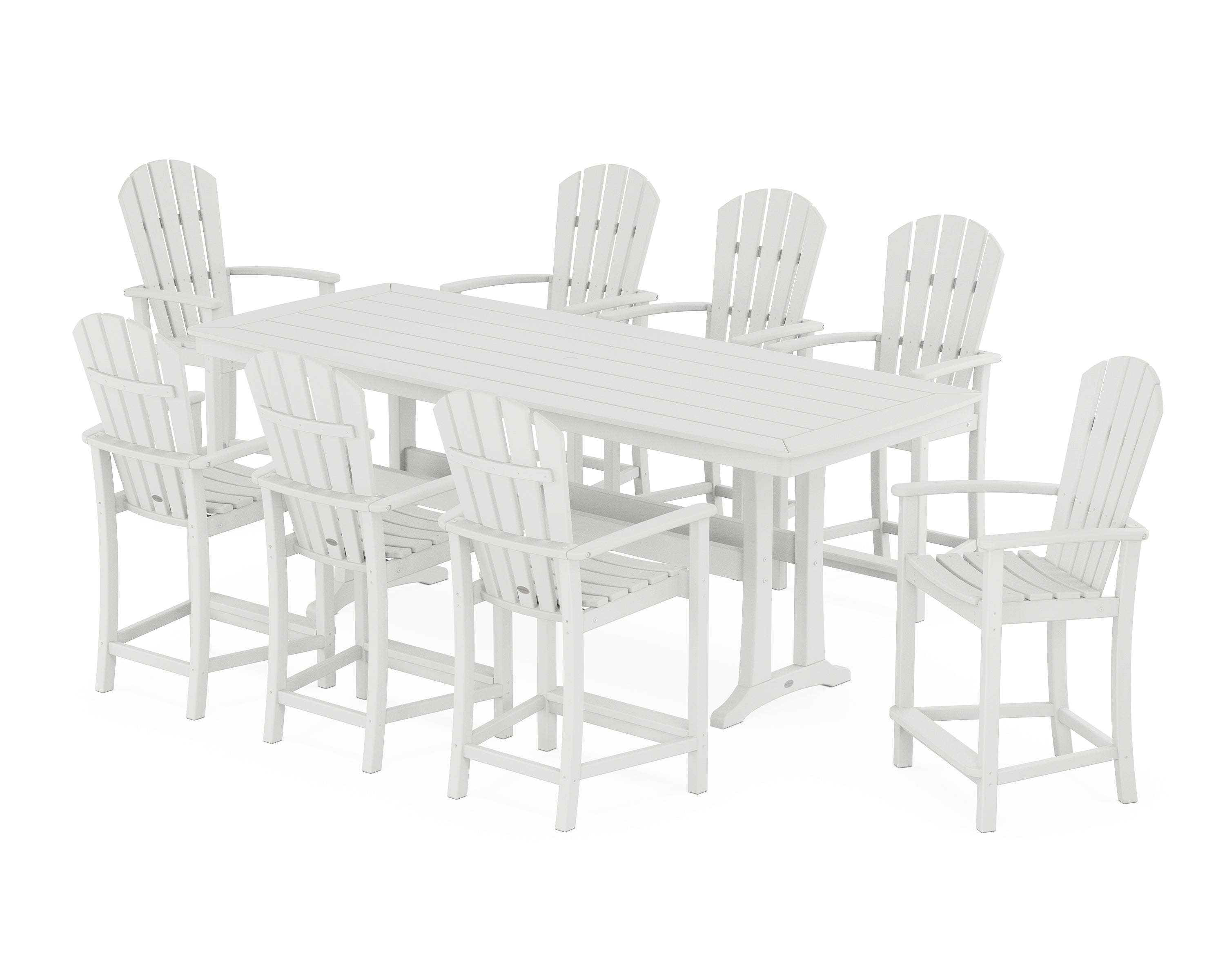 POLYWOOD Palm Coast 9-Piece Counter Set with Trestle Legs in White