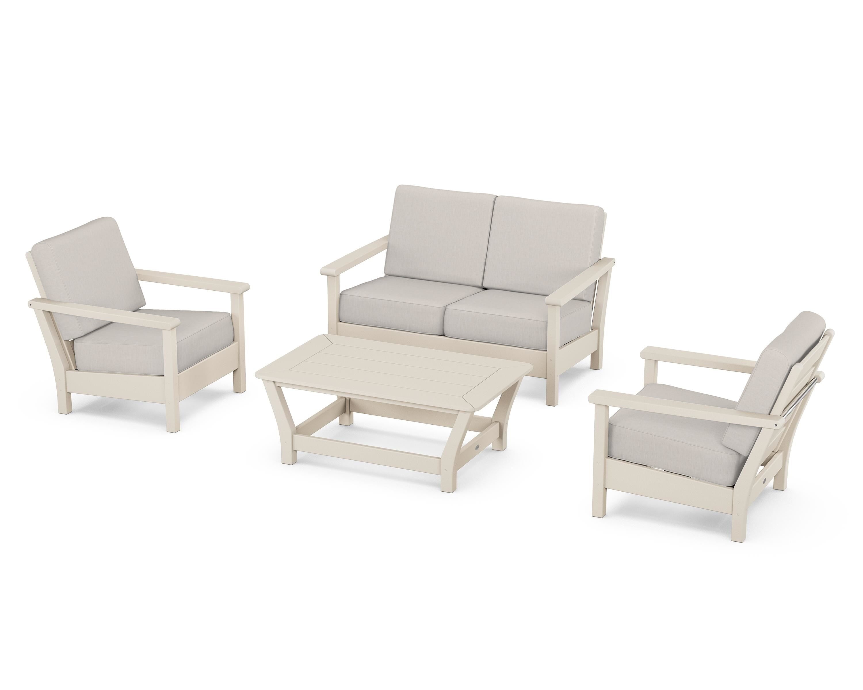 POLYWOOD Harbour 4-Piece Deep Seating Set in Sand / Cast Ash
