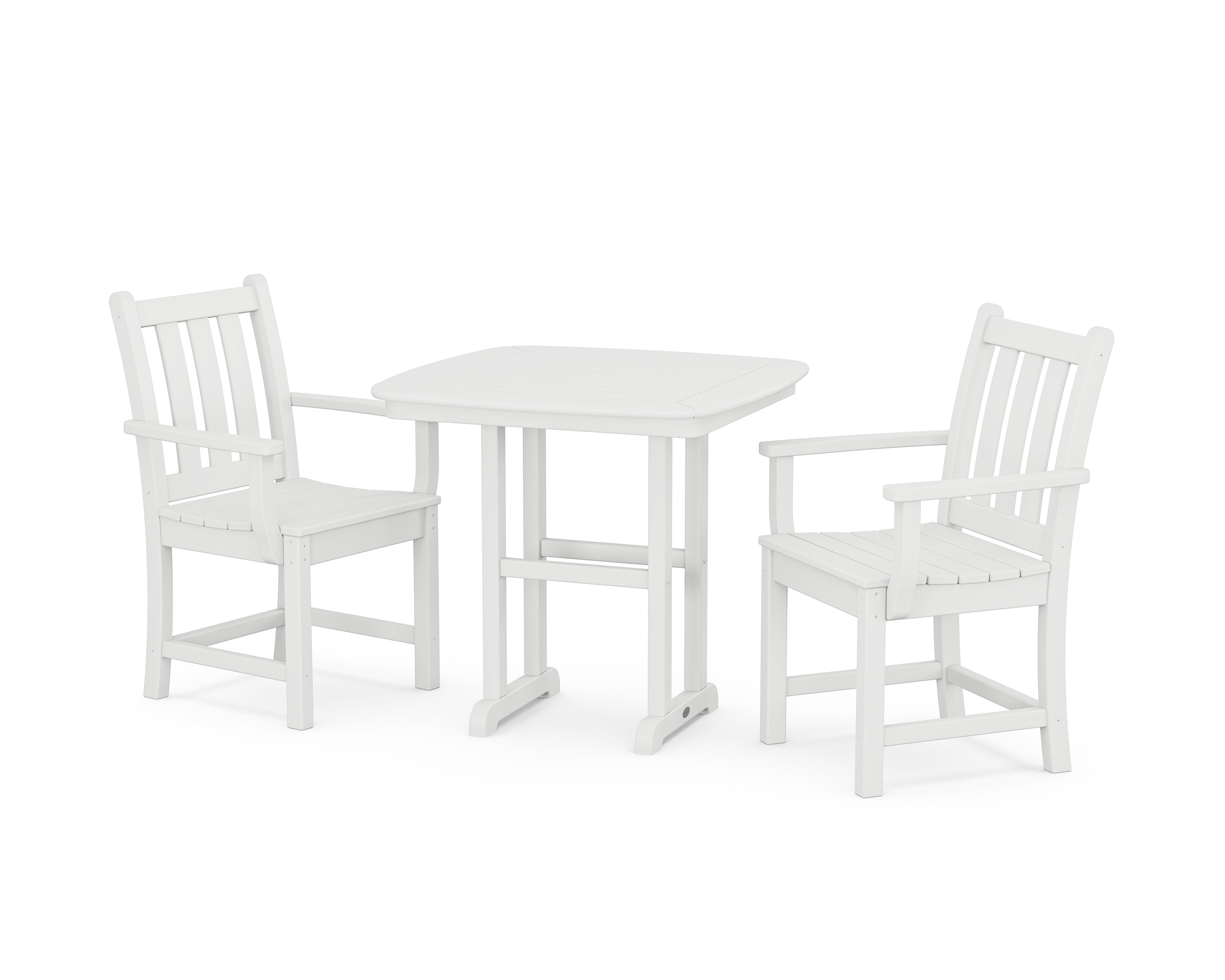 POLYWOOD Traditional Garden 3-Piece Dining Set in White
