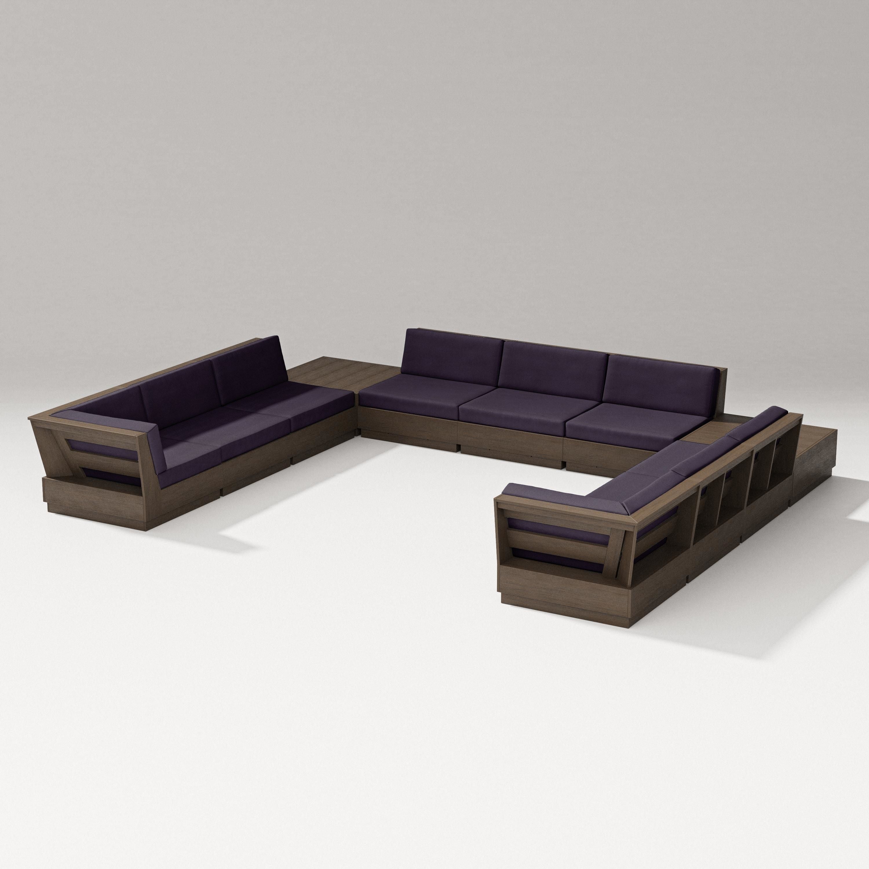 PW Designer Series Elevate 11-Piece U-Shaped Sofa Sectional in Kona / Navy Linen