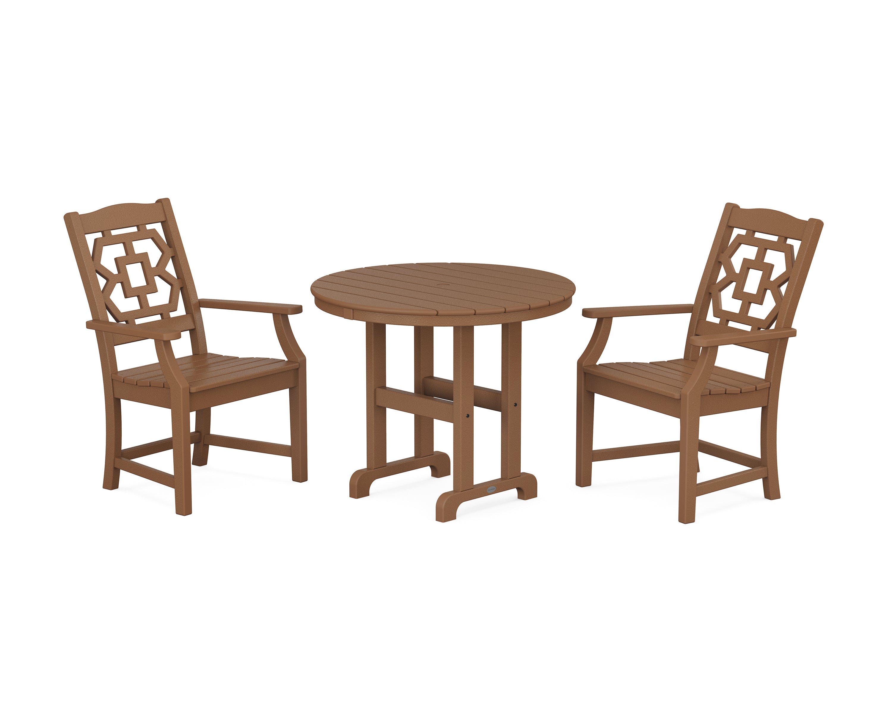 Martha Stewart by POLYWOOD® Chinoiserie 3-Piece Farmhouse Dining Set in Teak