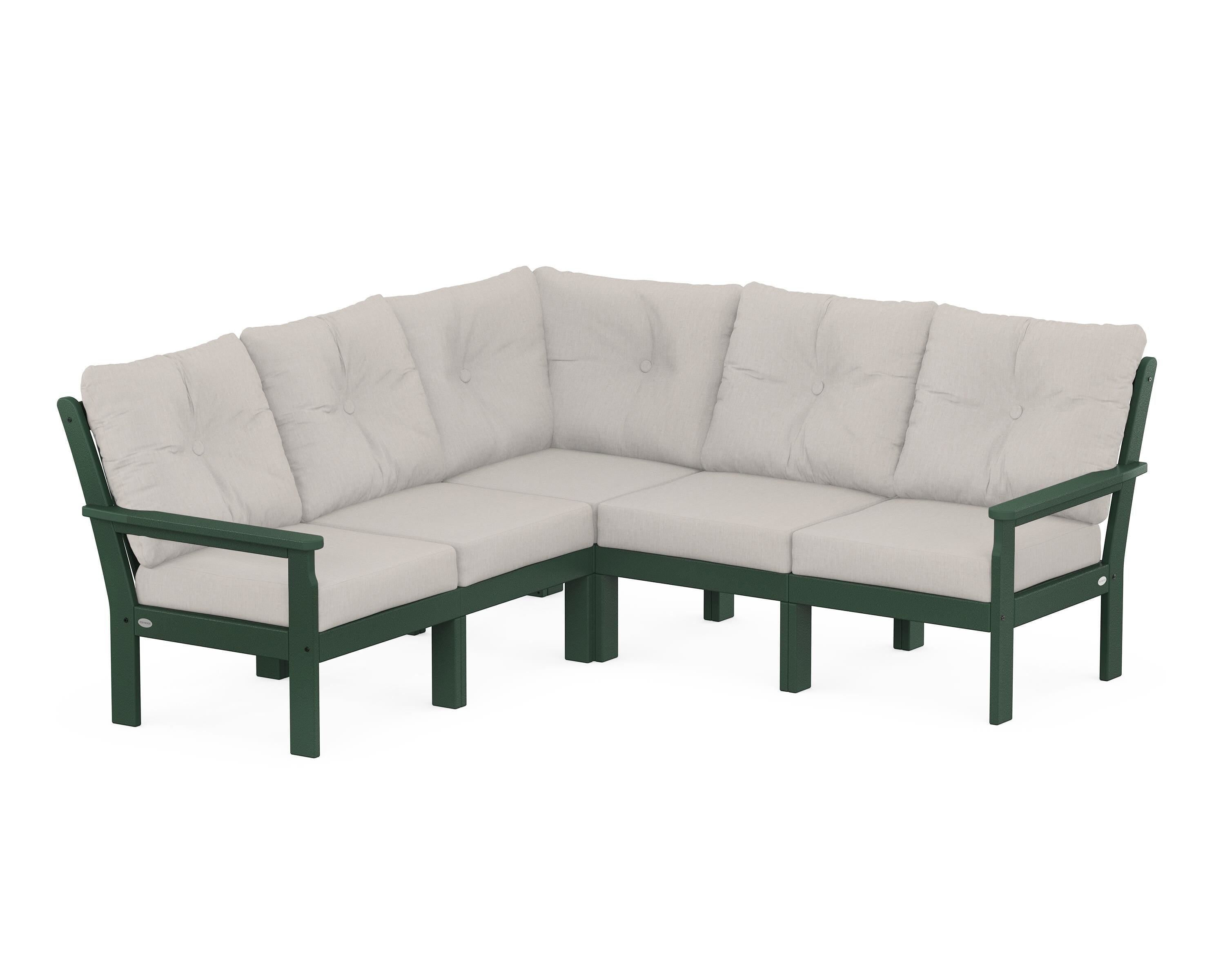 POLYWOOD Vineyard 5-Piece Sectional in Green / Cast Ash