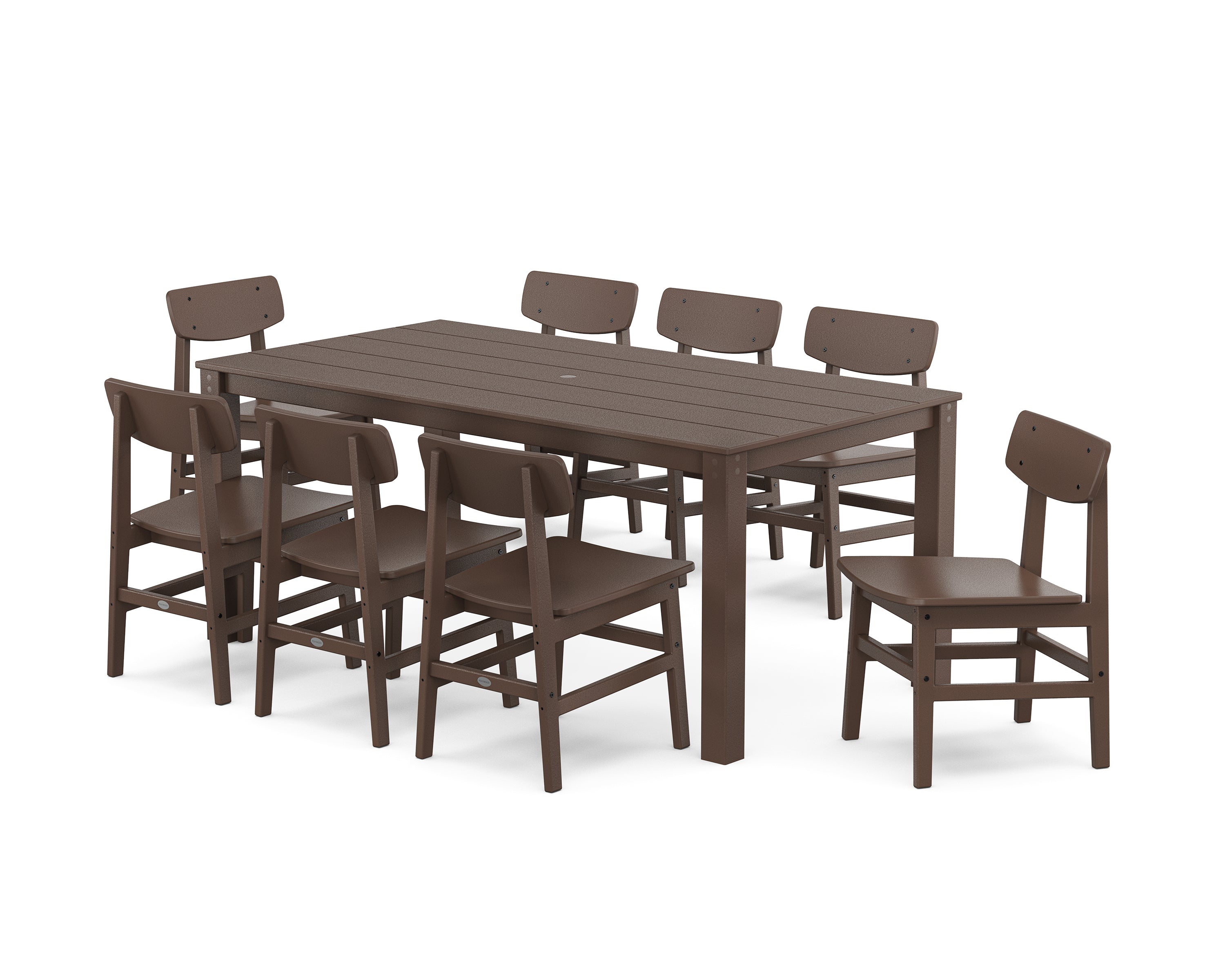 POLYWOOD Modern Studio Urban Chair 9-Piece Parsons Dining Set in Mahogany