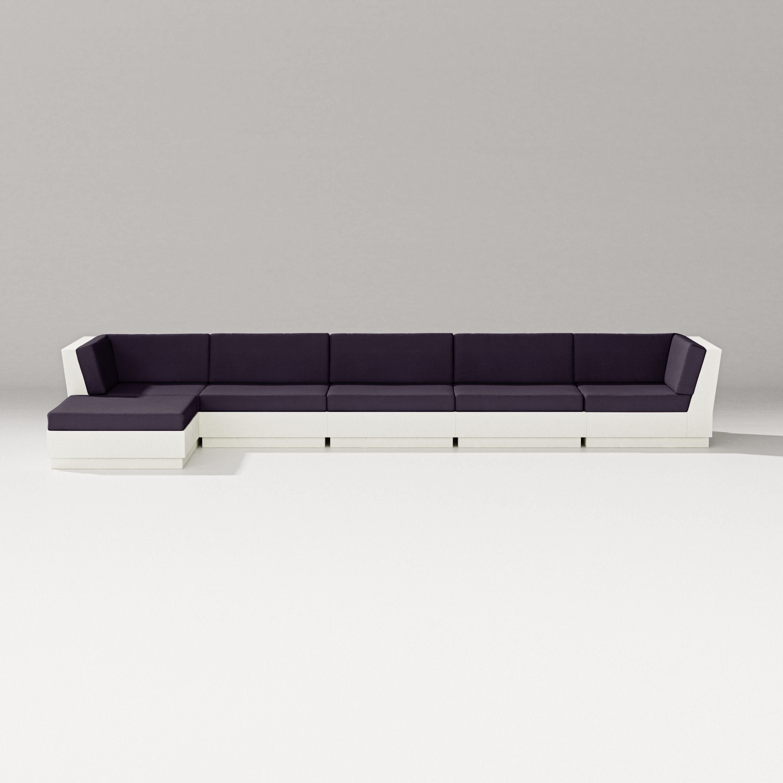 PW Designer Series Elevate 6-Piece Chaise Sectional in Vintage White / Navy Linen