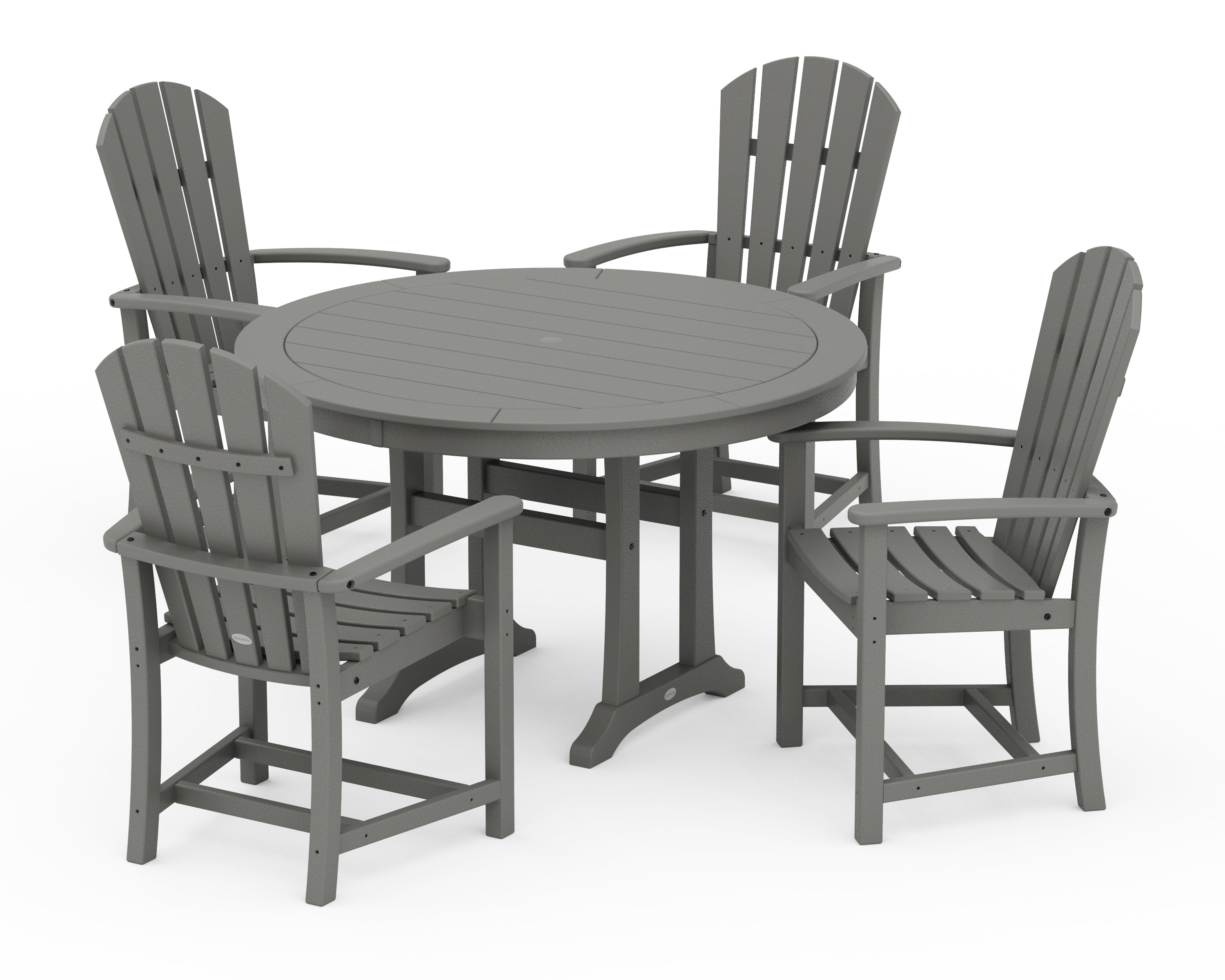 POLYWOOD Palm Coast 5-Piece Round Dining Set in Slate Grey