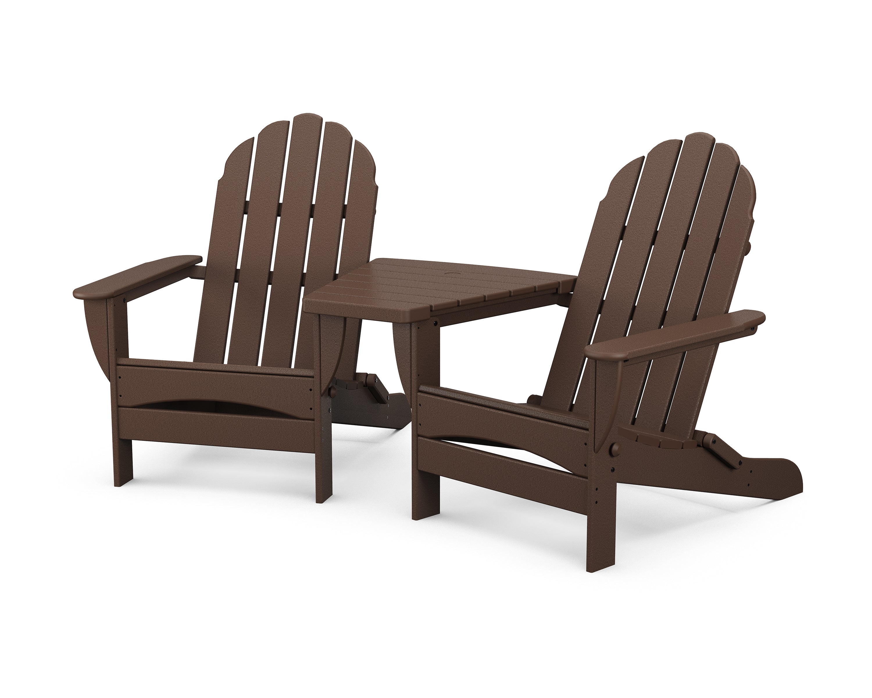 POLYWOOD Classic Oversized Adirondacks with Angled Connecting Table in Mahogany