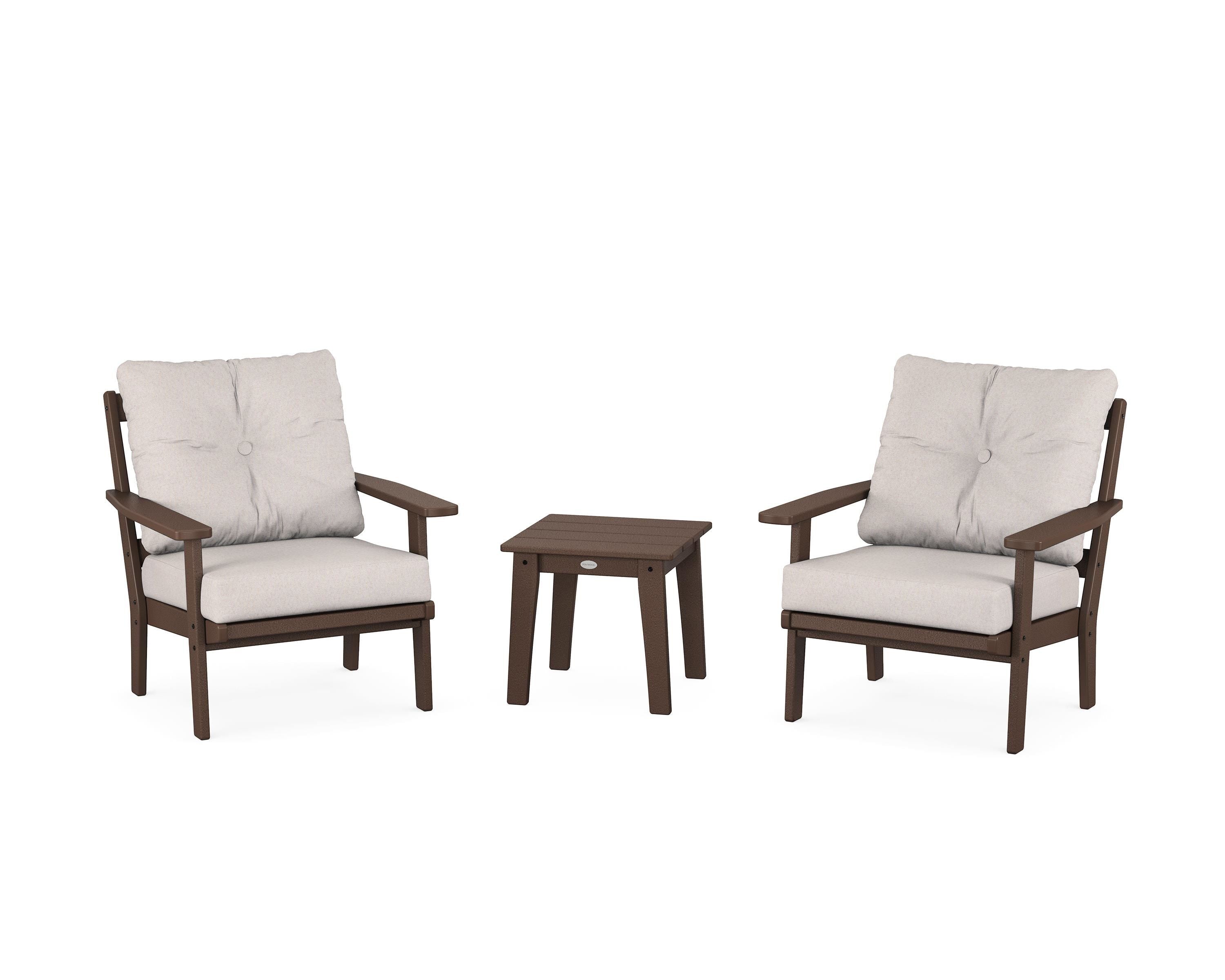 POLYWOOD Prairie 3-Piece Deep Seating Set in Mahogany / Dune Burlap