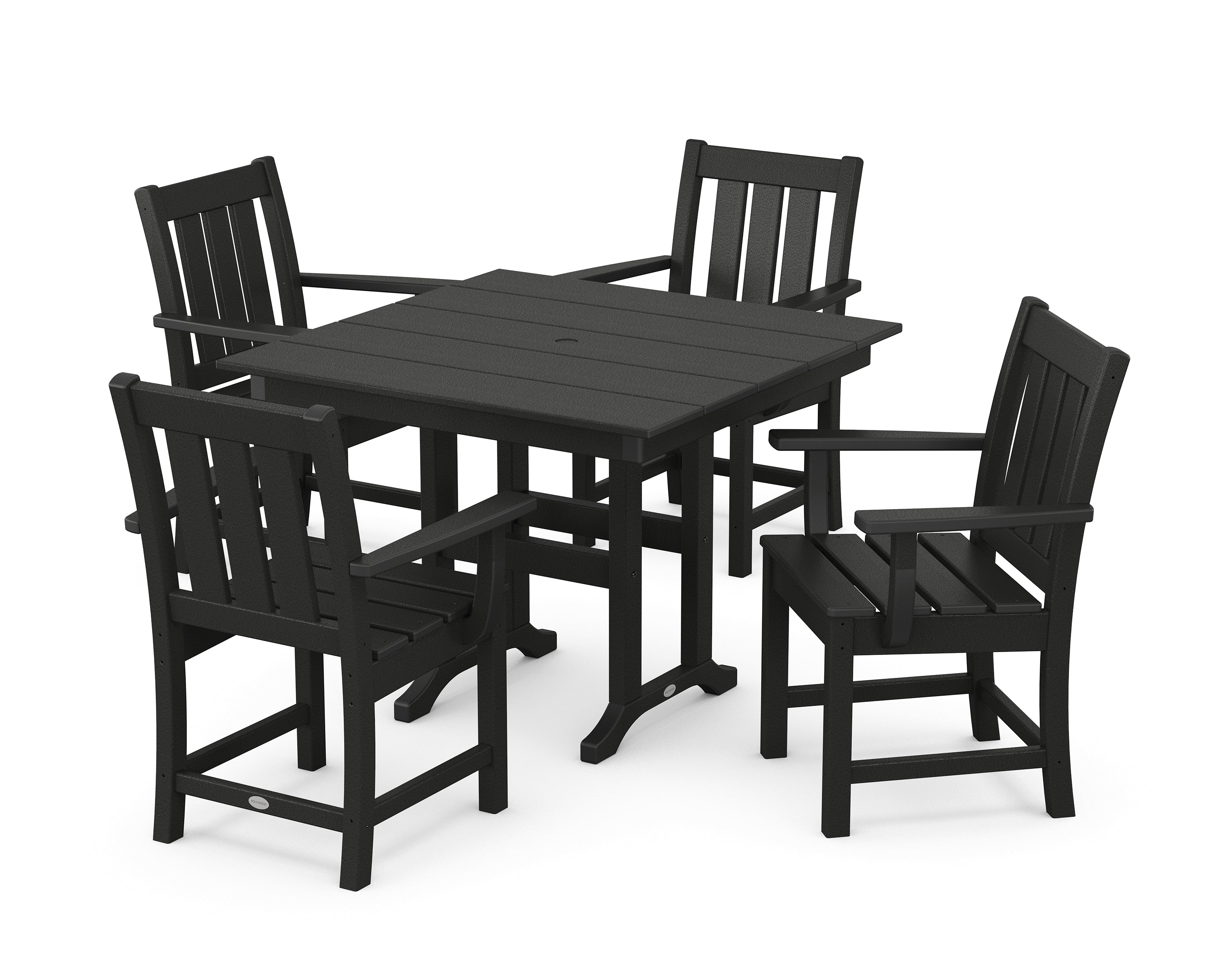 POLYWOOD Oxford 5-Piece Farmhouse Dining Set in Black