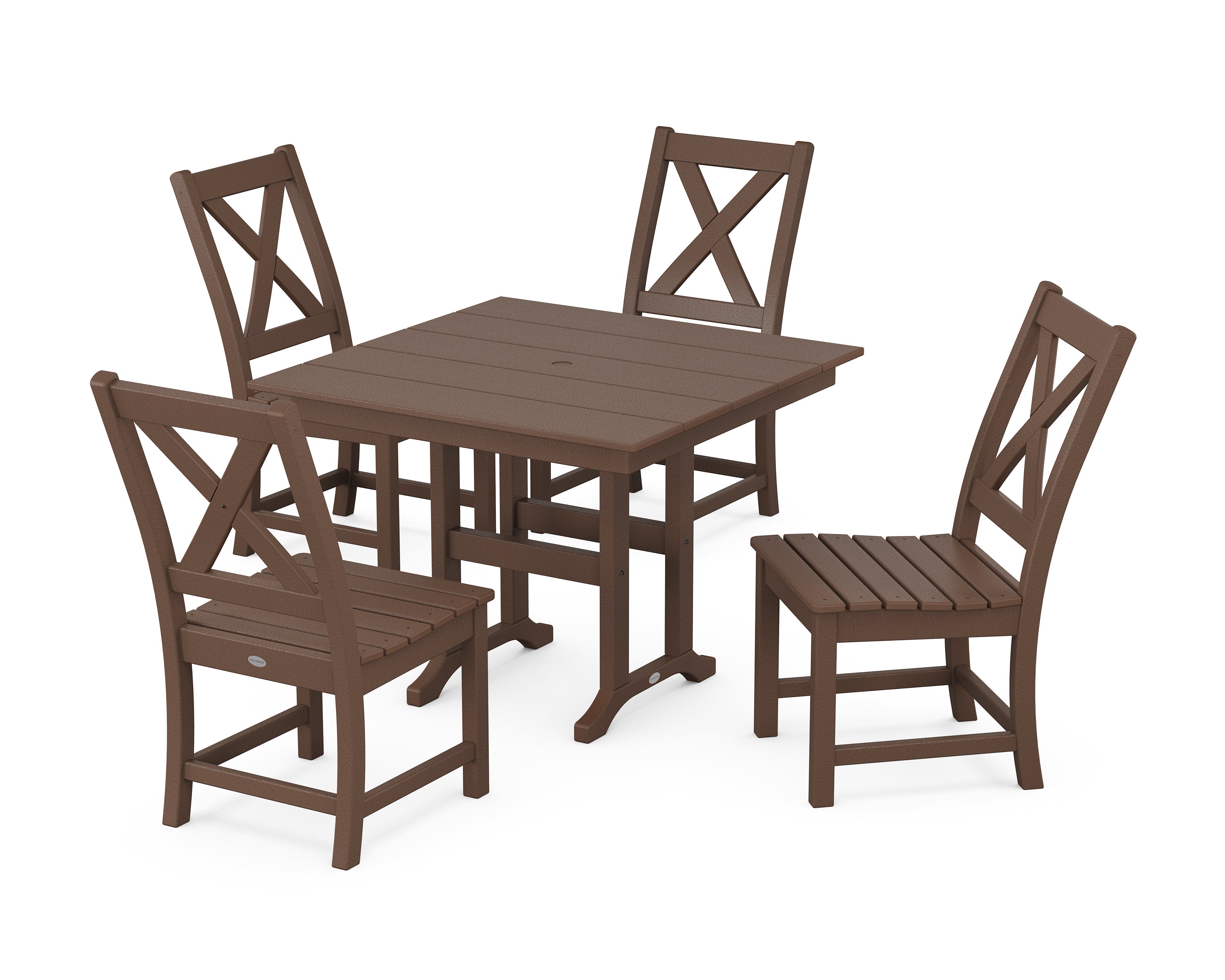 POLYWOOD Braxton Side Chair 5-Piece Farmhouse Dining Set in Mahogany