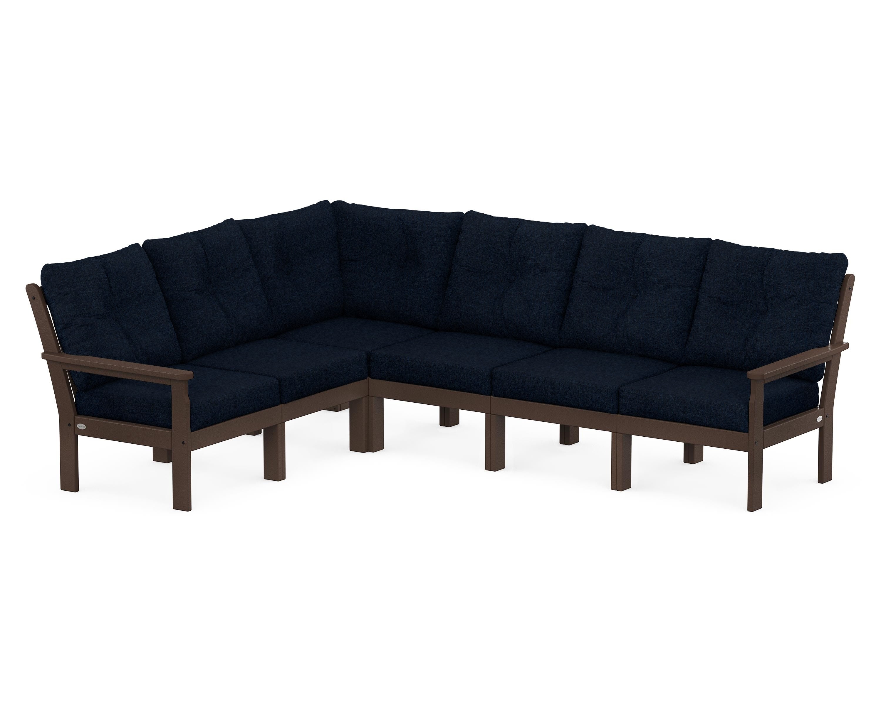 POLYWOOD Vineyard 6-Piece Sectional in Mahogany / Marine Indigo