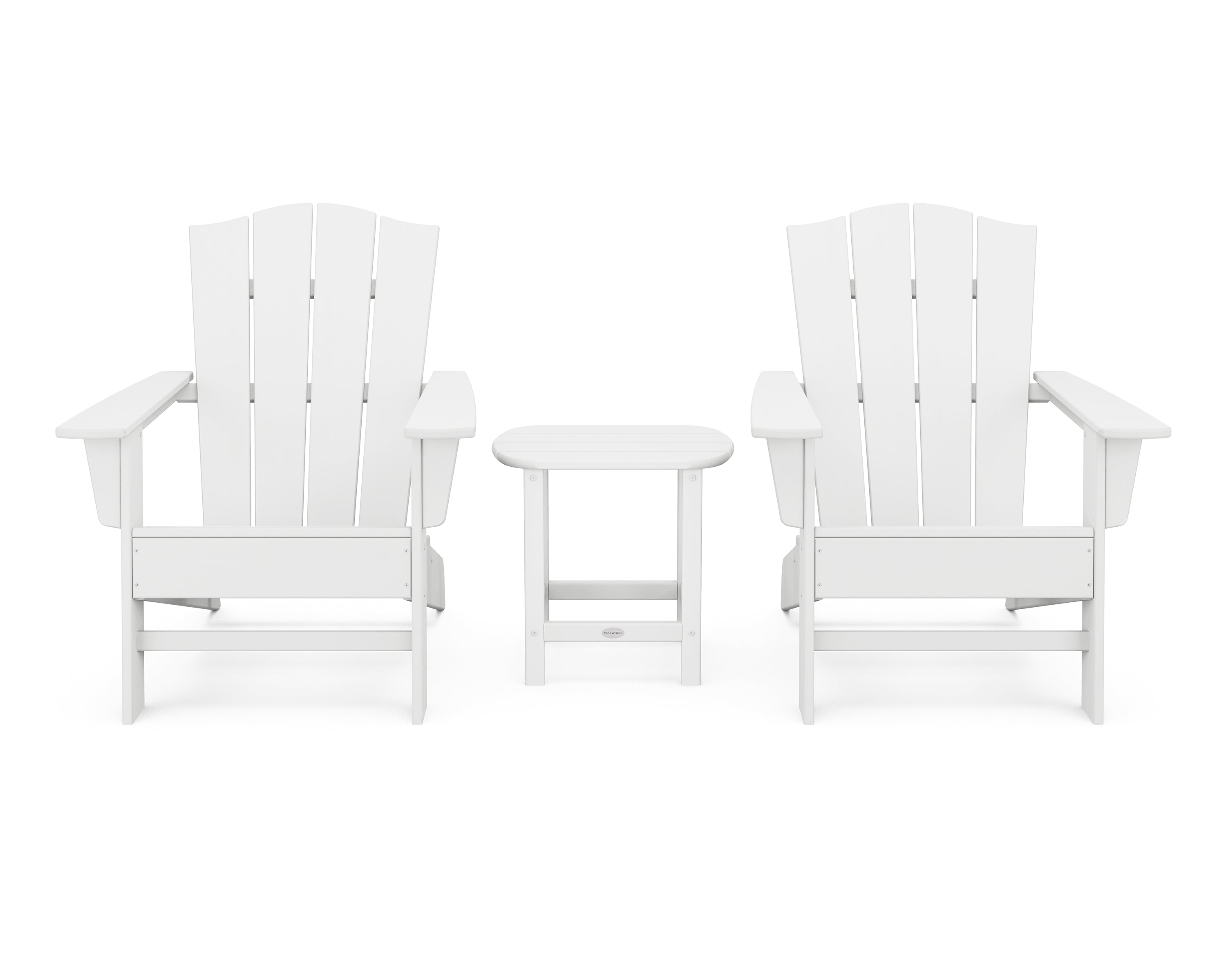 POLYWOOD® Wave 3-Piece Adirondack Chair Set with The Crest Chairs in White
