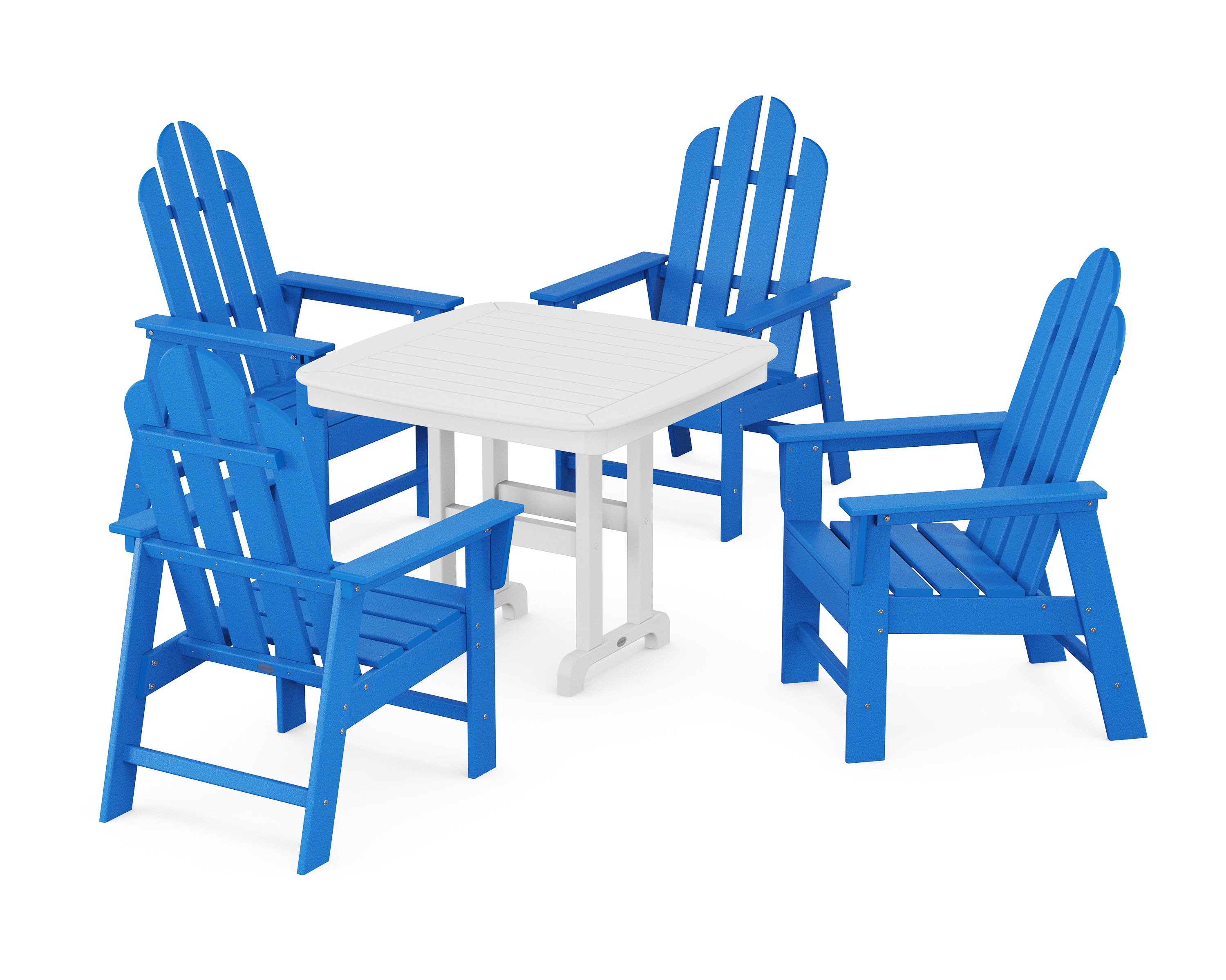POLYWOOD Long Island 5-Piece Dining Set in Pacific Blue / White
