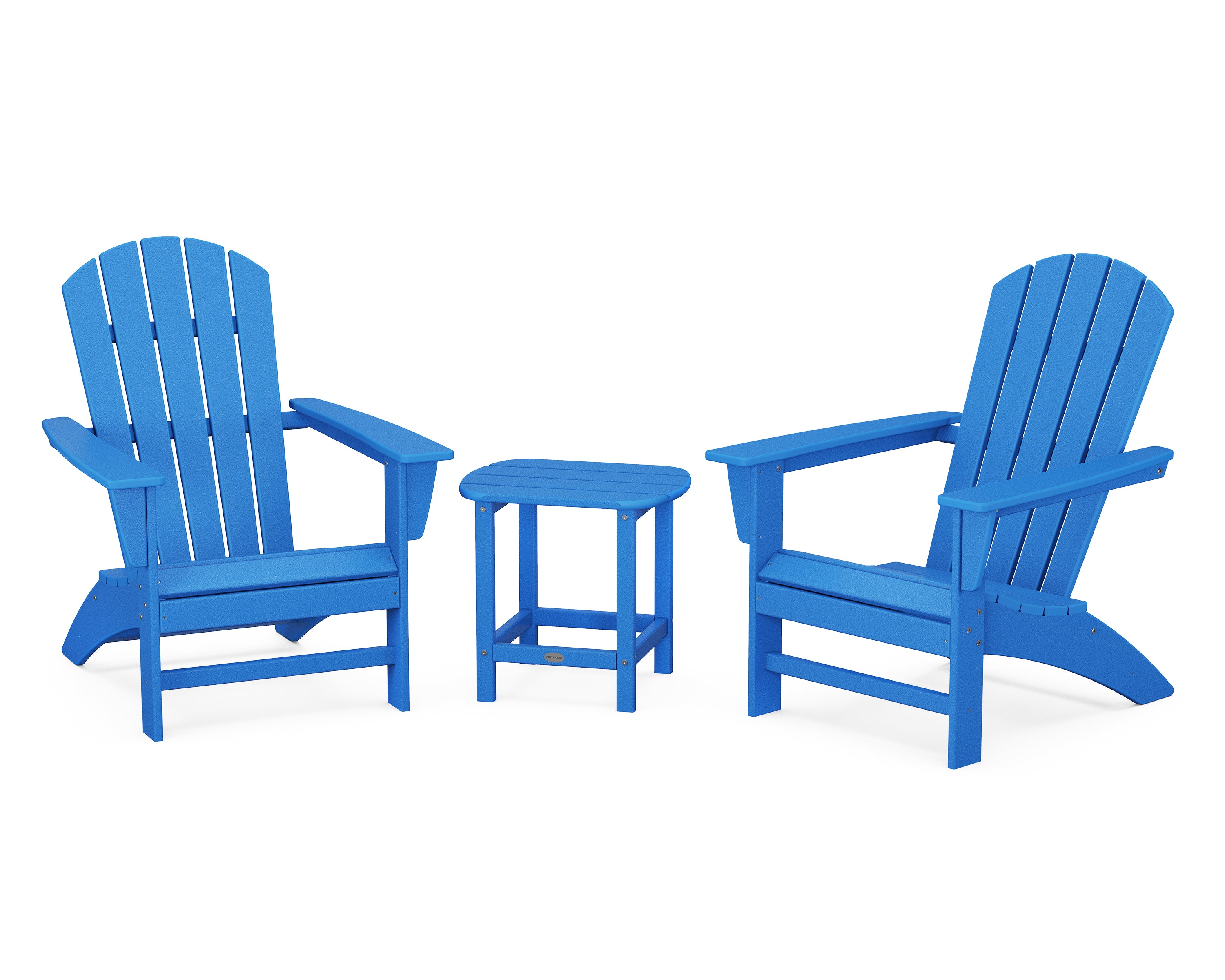POLYWOOD® Nautical 3-Piece Adirondack Set with South Beach 18" Side Table in Pacific Blue