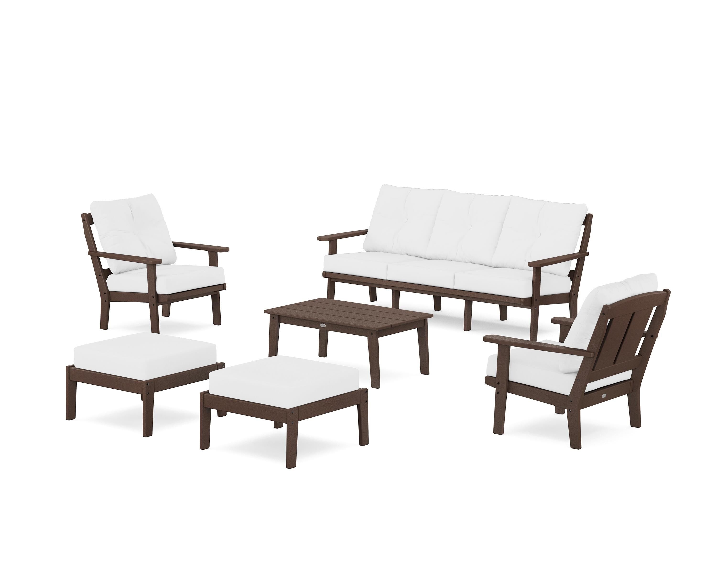 POLYWOOD Mission 6-Piece Lounge Sofa Set in Mahogany / Natural