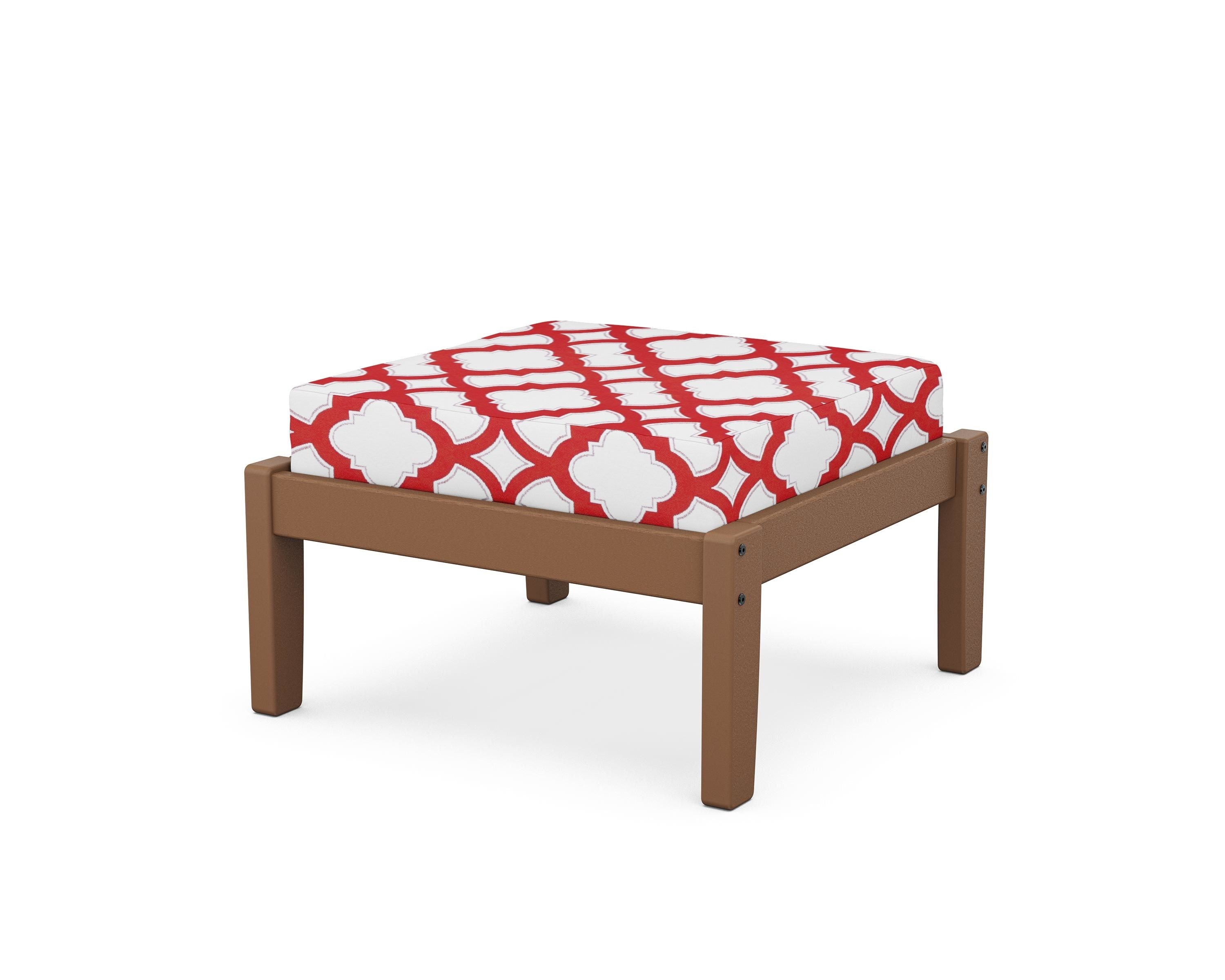 Unbranded Deep Seating Ottoman in Teak / Trellis Crimson