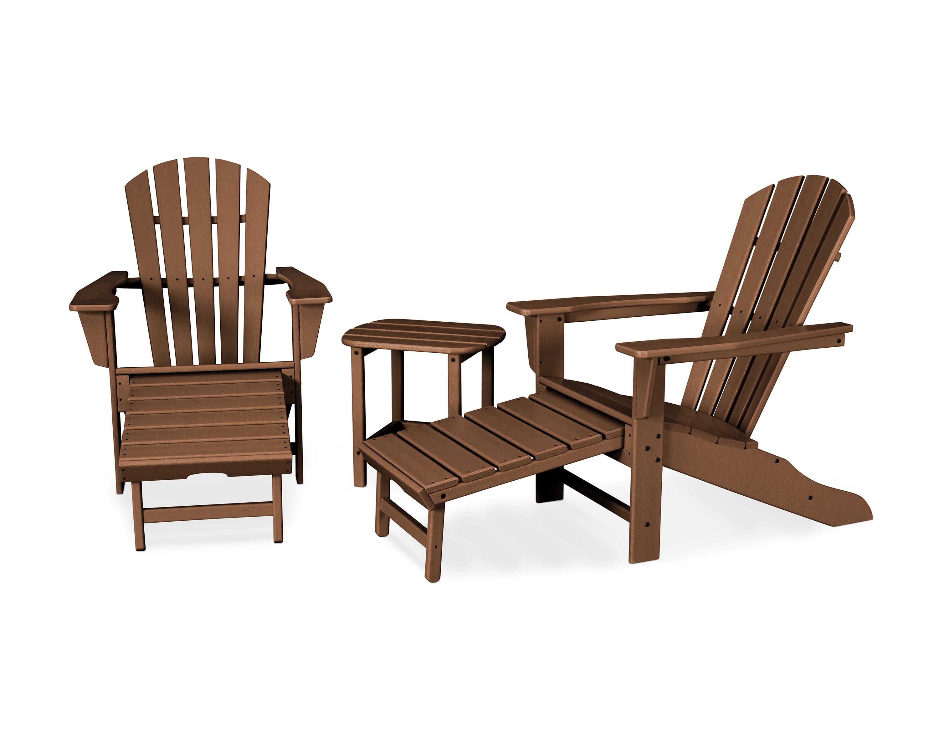 POLYWOOD Palm Coast Ultimate Adirondack 3-Piece Set in Teak