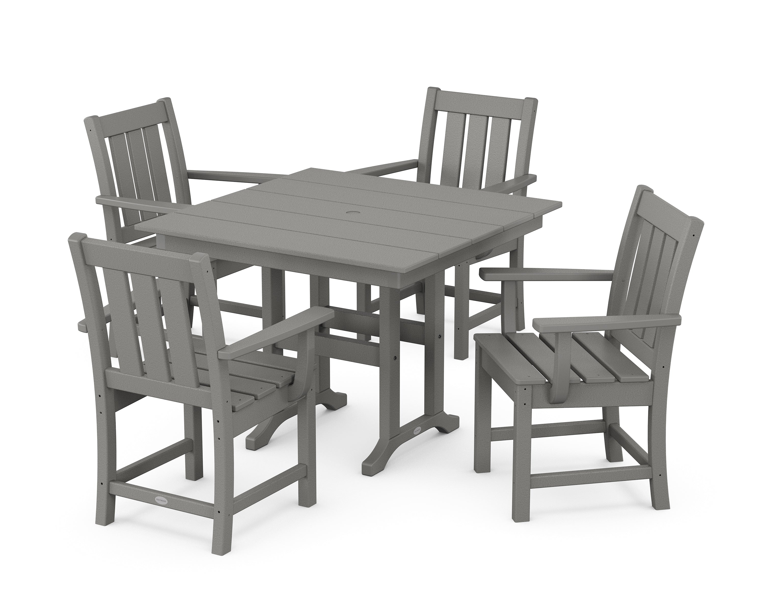 POLYWOOD Oxford 5-Piece Farmhouse Dining Set in Slate Grey