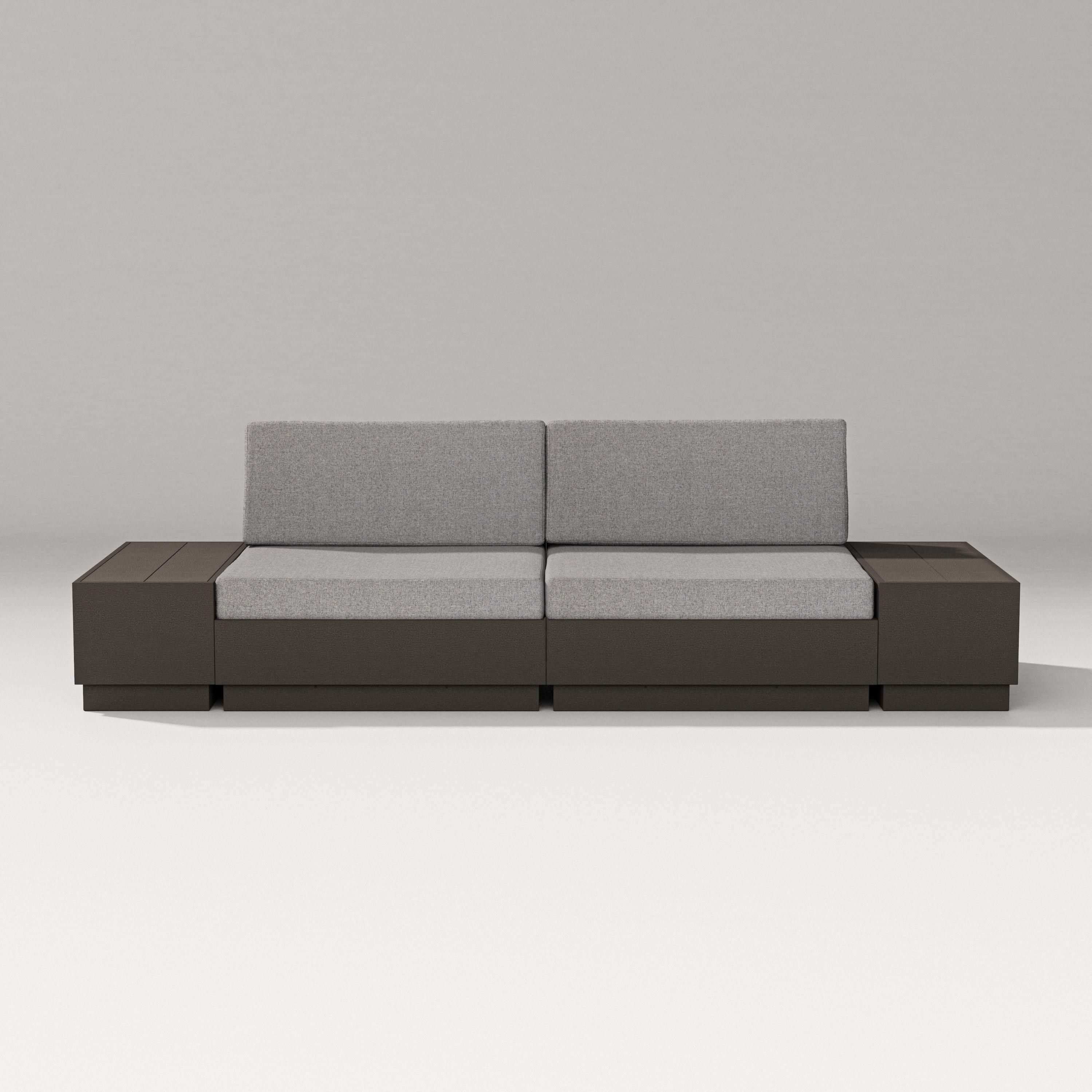 PW Designer Series Elevate 4-Piece Loveseat Sectional in Vintage Coffee / Grey Mist