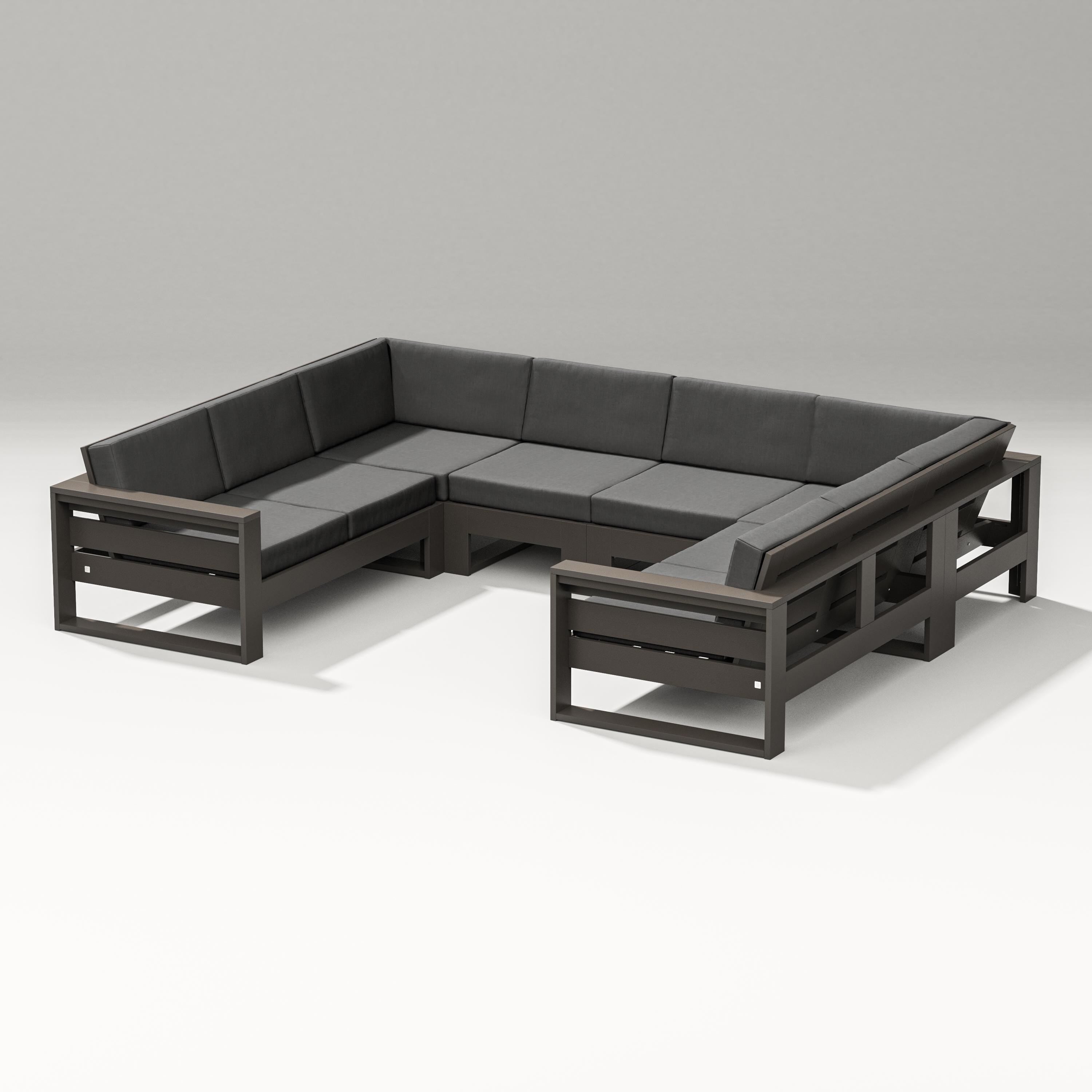 PW Designer Series Latitude U-Shaped Sectional in Vintage Coffee / Spectrum Carbon