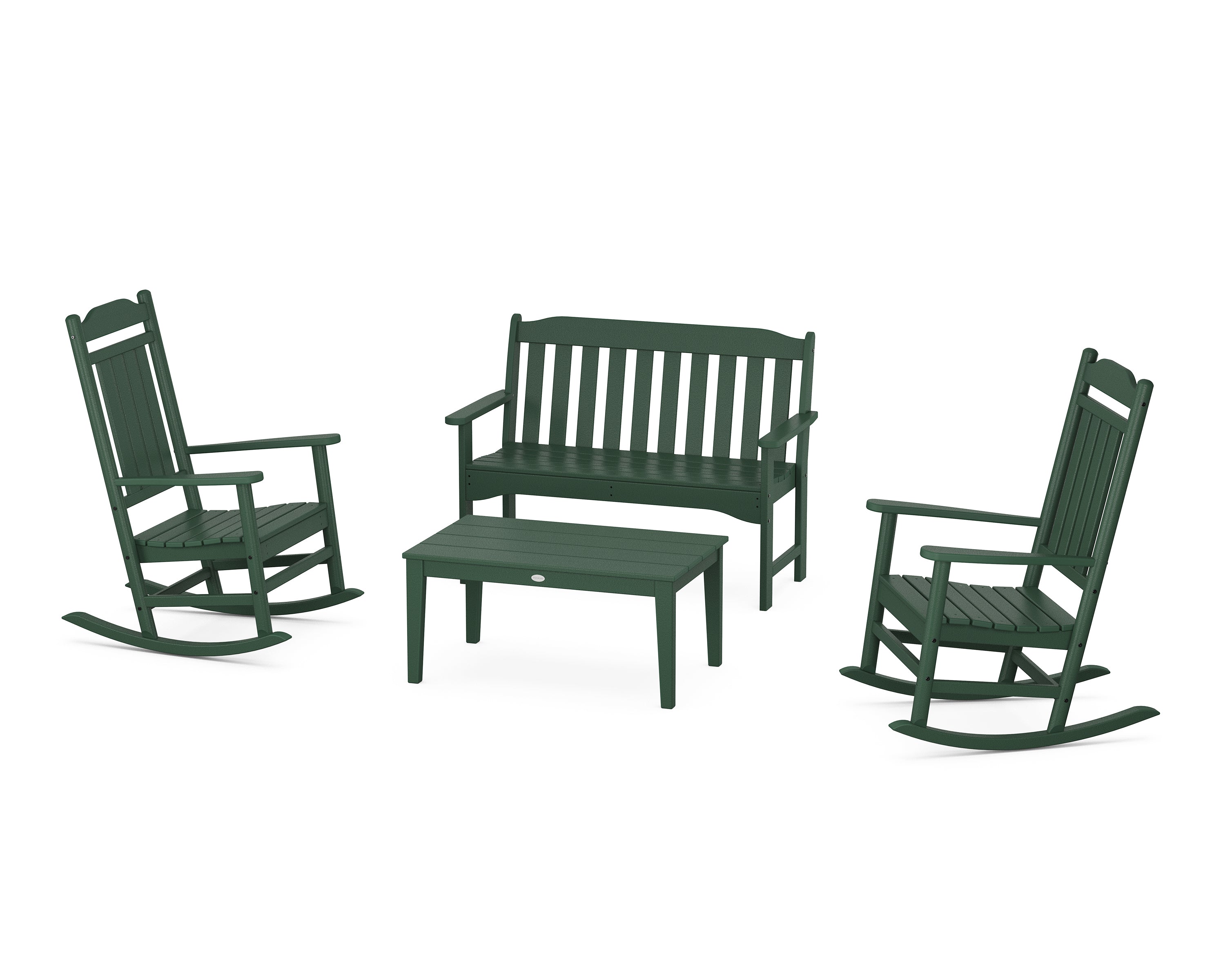 POLYWOOD Country Living Legacy Rocking Chair 4-Piece Porch Set in Green