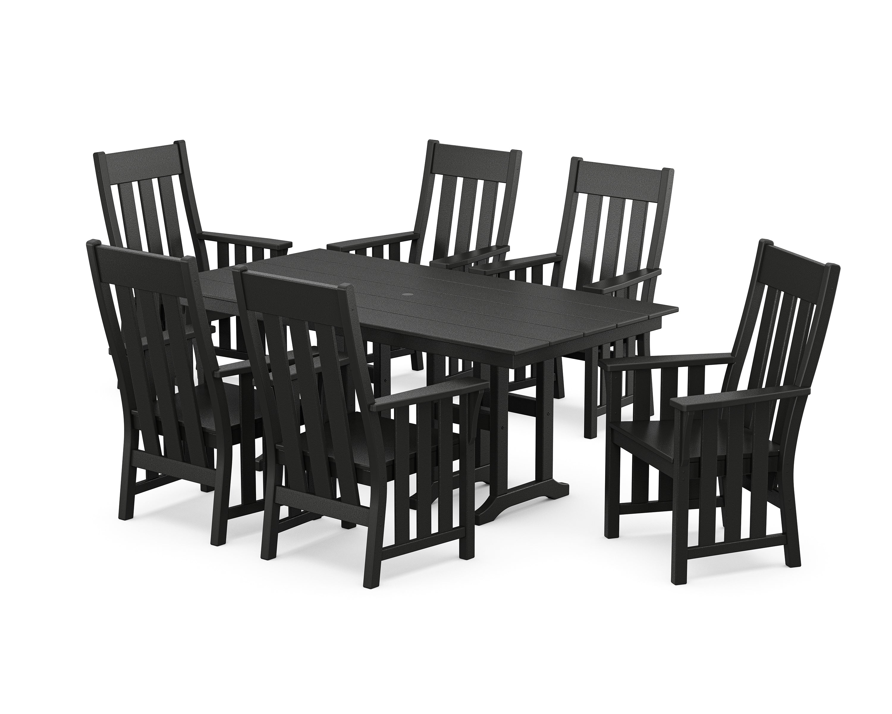 Martha Stewart by POLYWOOD Acadia Arm Chair 7-Piece Farmhouse Dining Set in Black