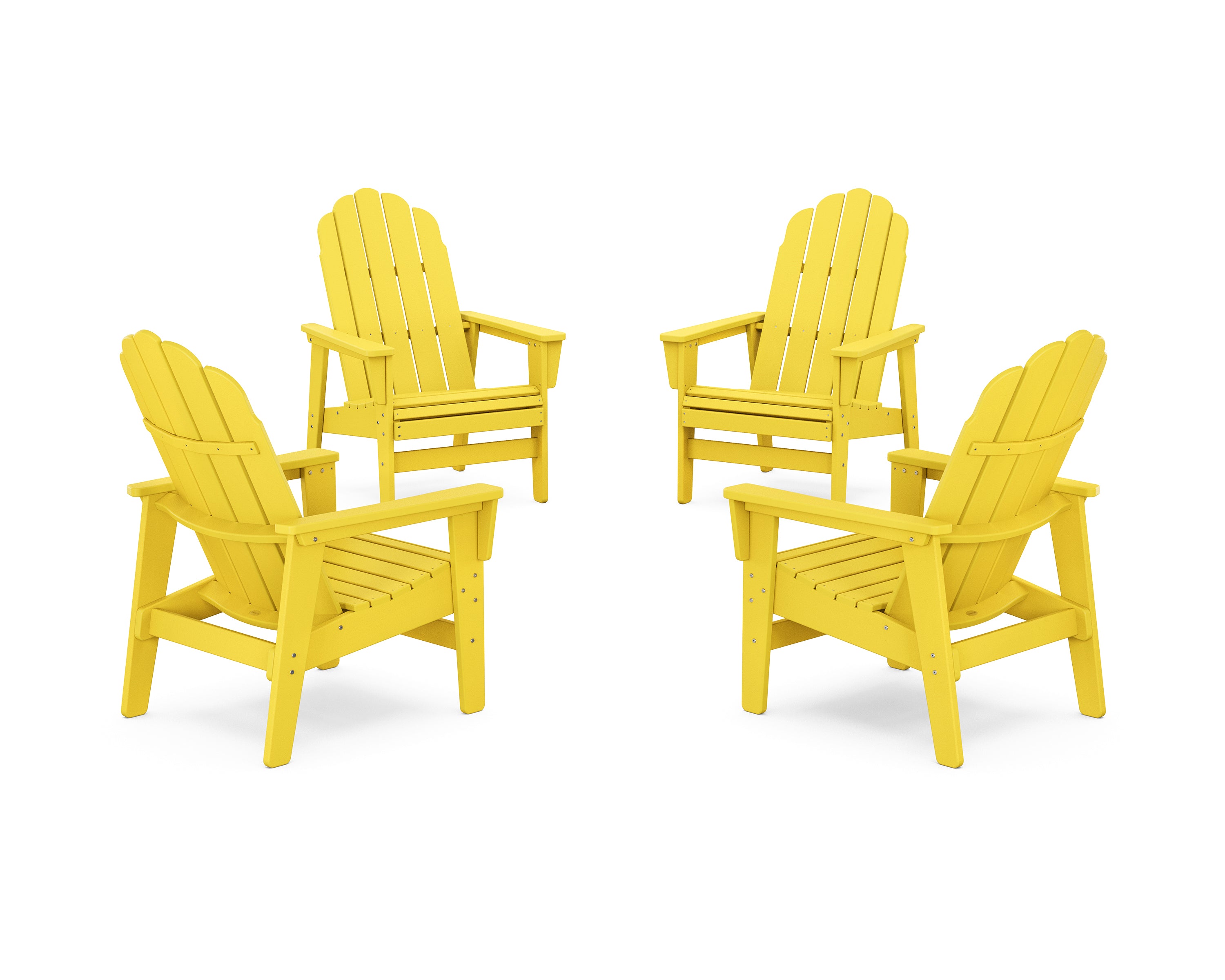 POLYWOOD 4-Piece Vineyard Grand Upright Adirondack Chair Conversation Set in Lemon