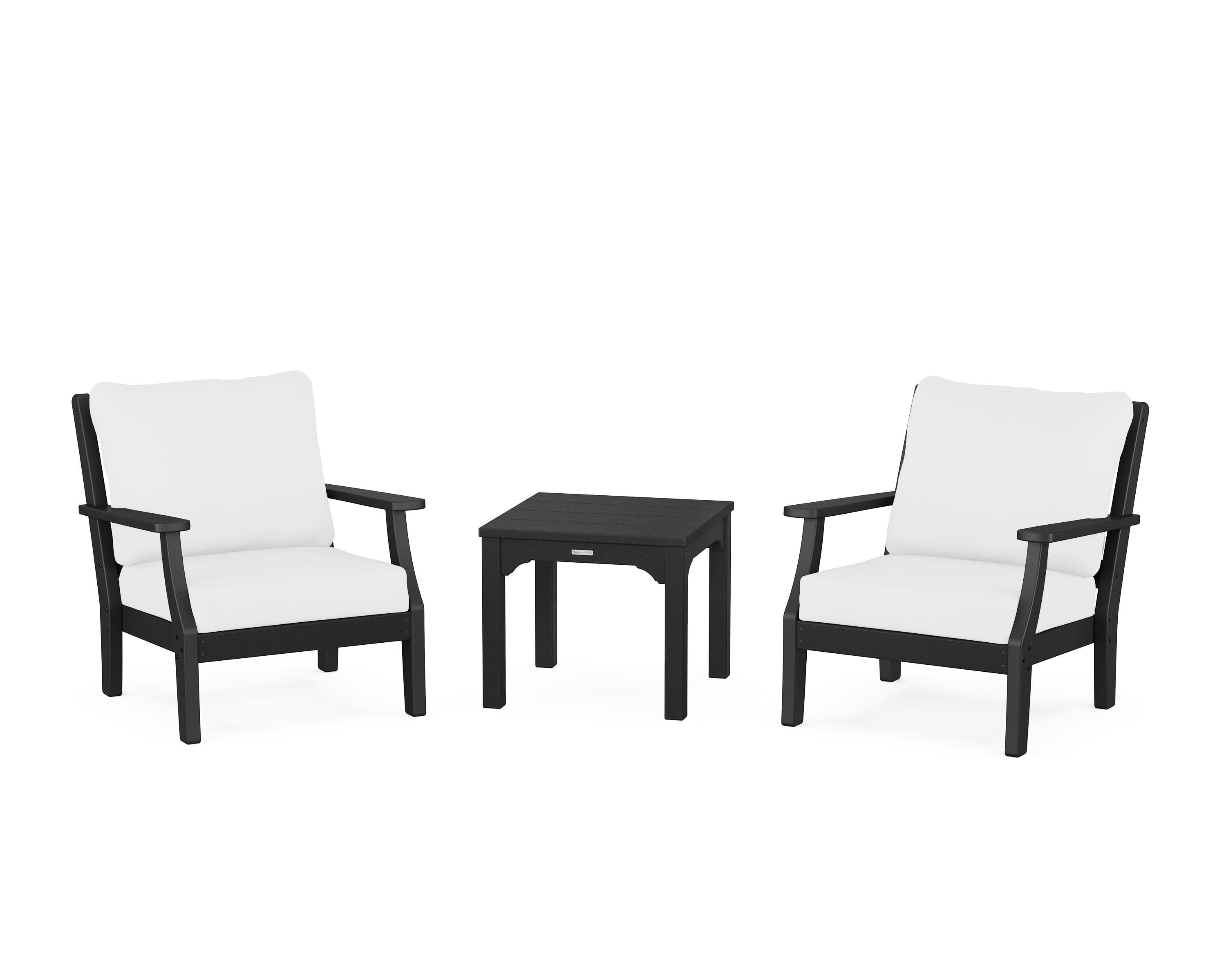 Martha Stewart by POLYWOOD Chinoiserie 3-Piece Deep Seating Set in Black / Natural