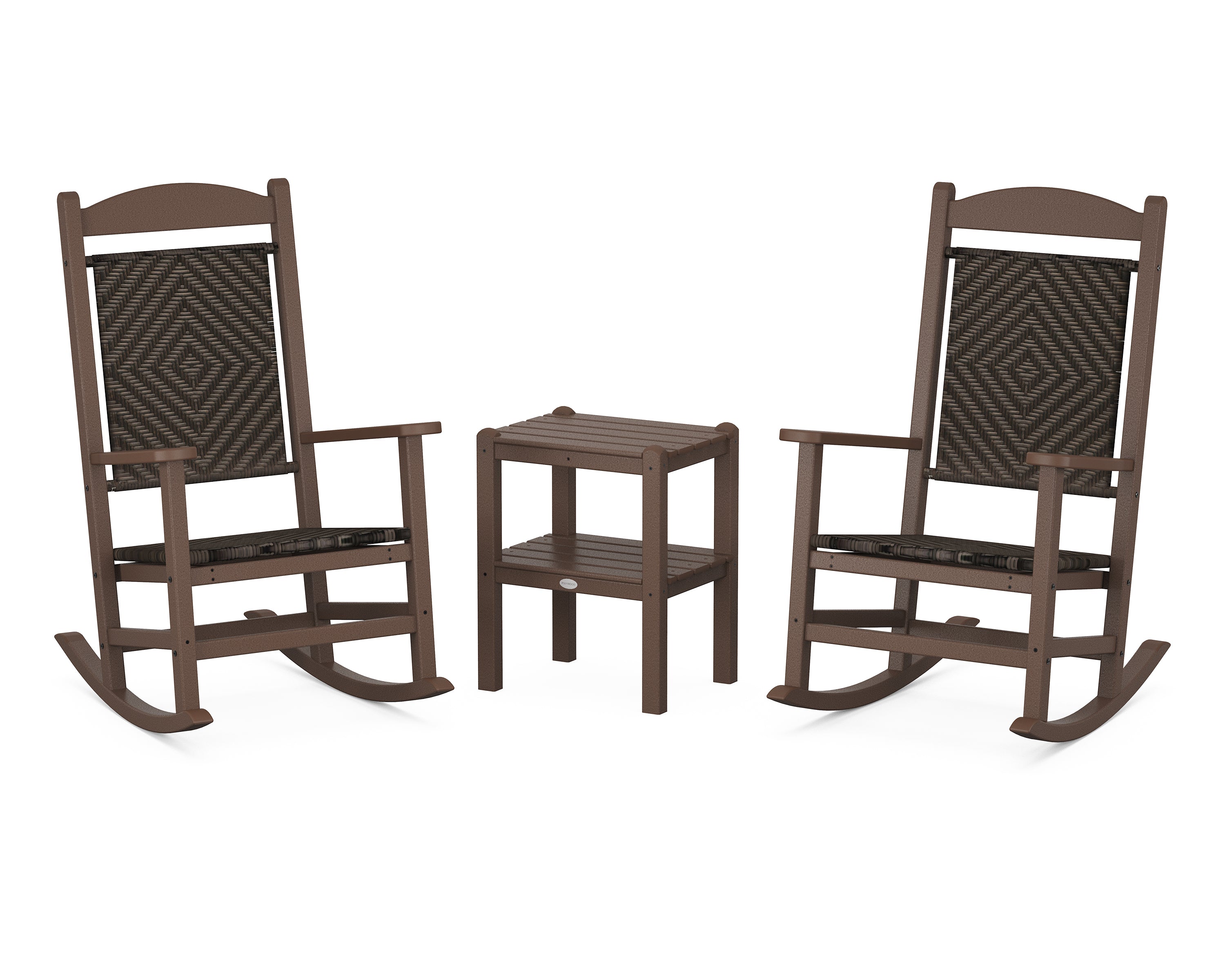 POLYWOOD Presidential Woven Rocker 3-Piece Set in Mahogany / Cahaba