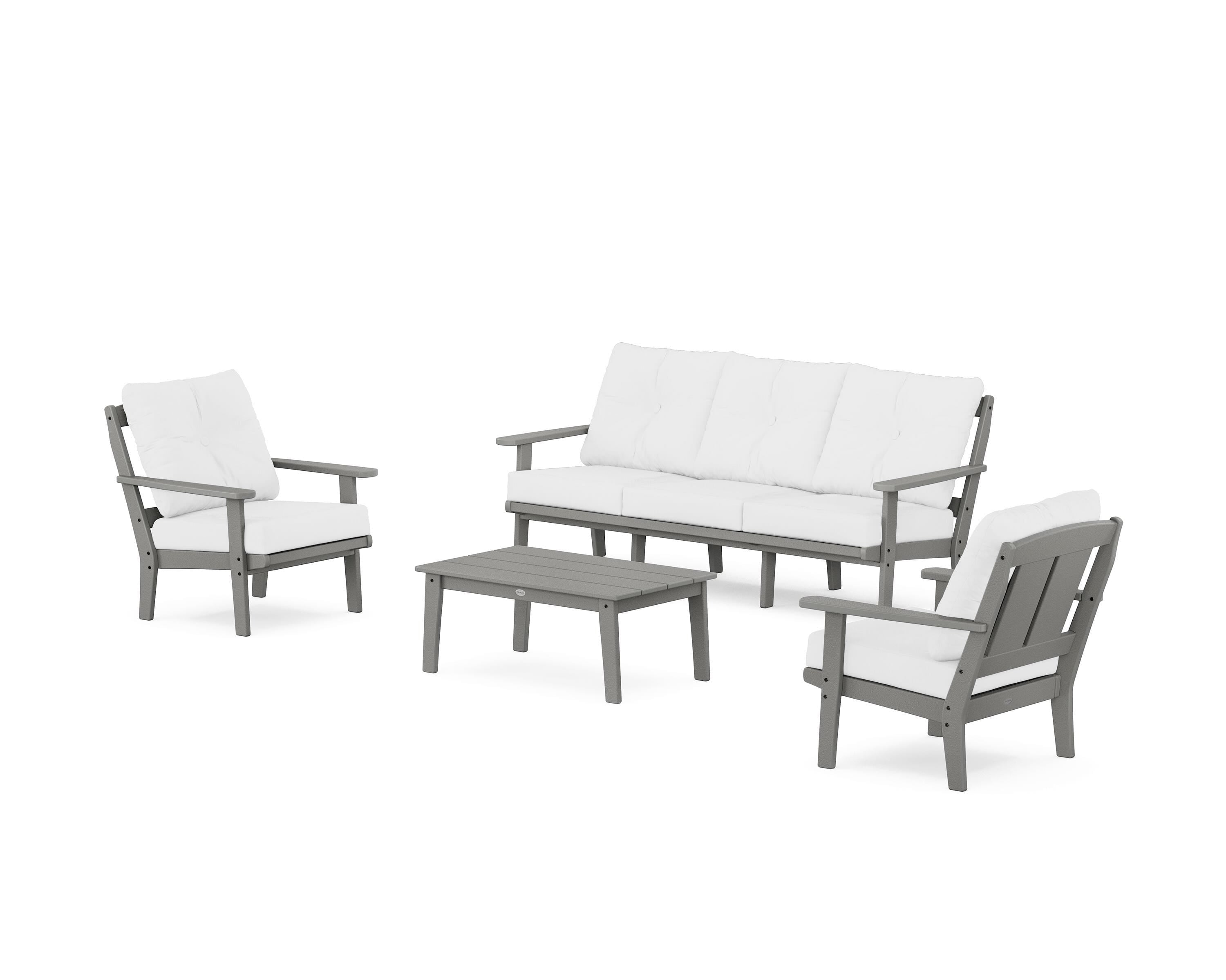 POLYWOOD Mission 4-Piece Deep Seating Set with Sofa in Slate Grey / Natural