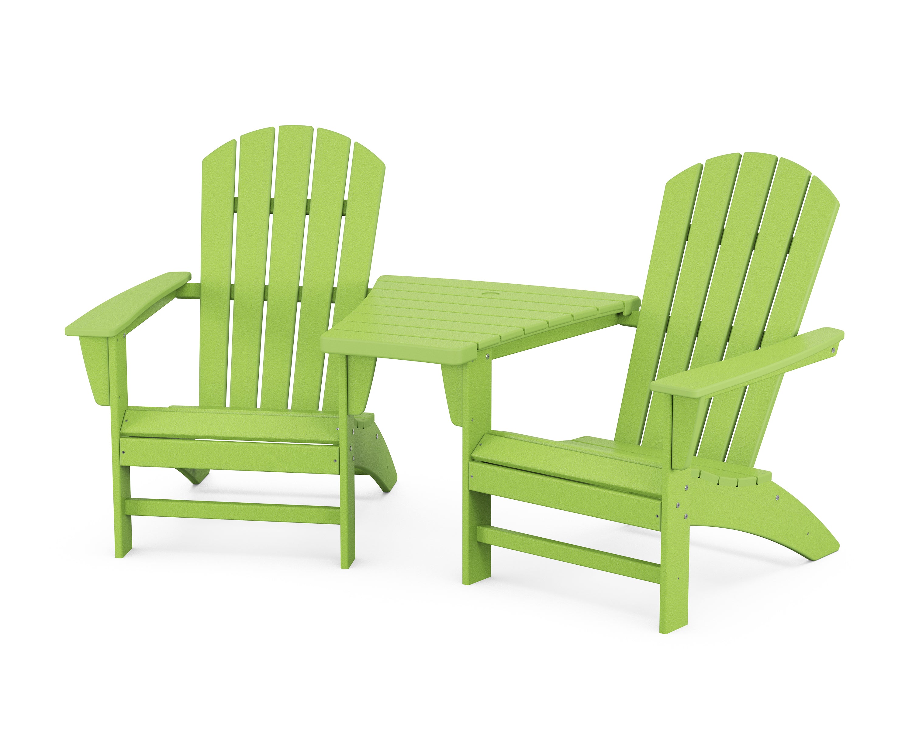 POLYWOOD® Nautical 3-Piece Adirondack Set with Angled Connecting Table in Lime