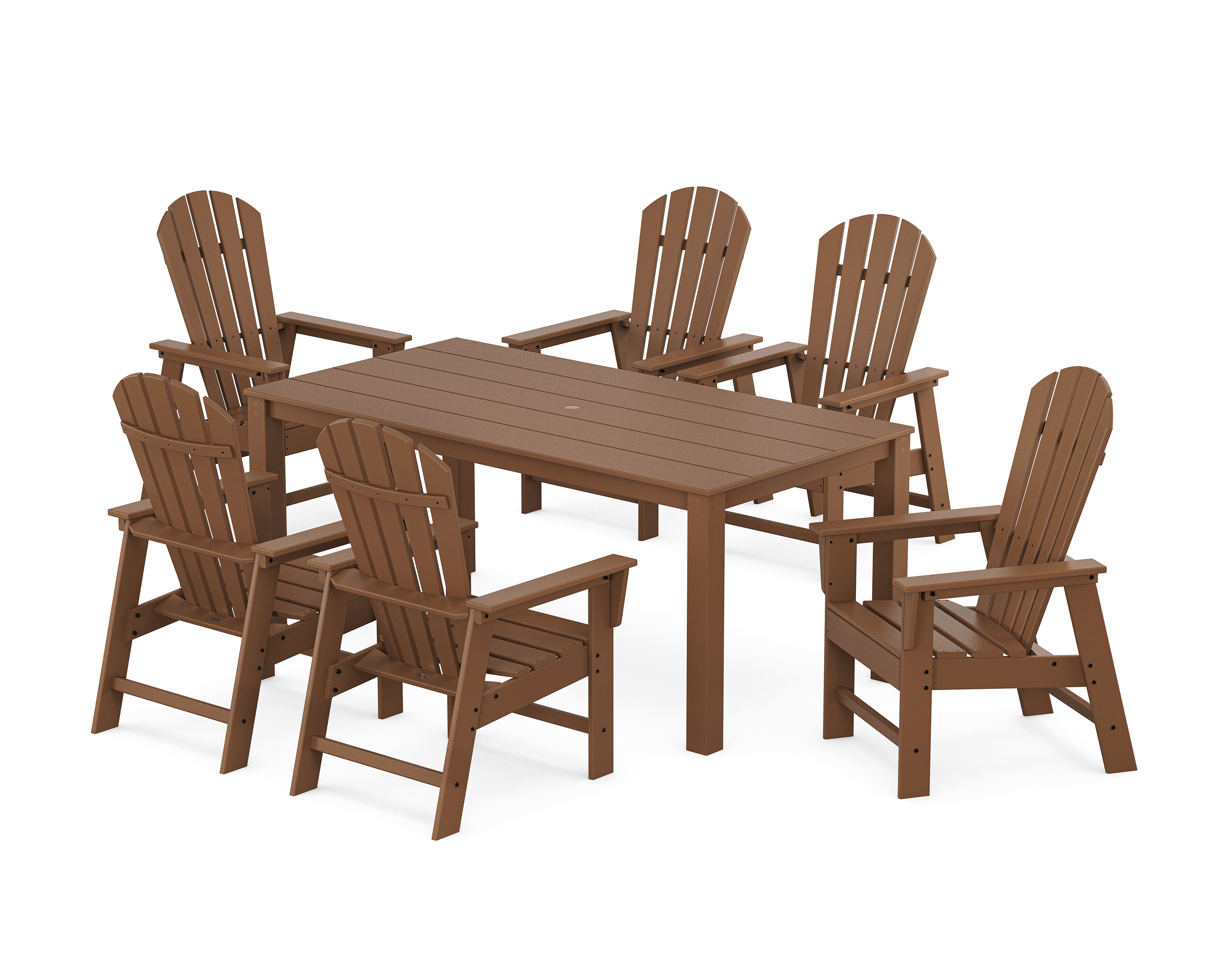 POLYWOOD South Beach 7-Piece Parsons Dining Set in Teak