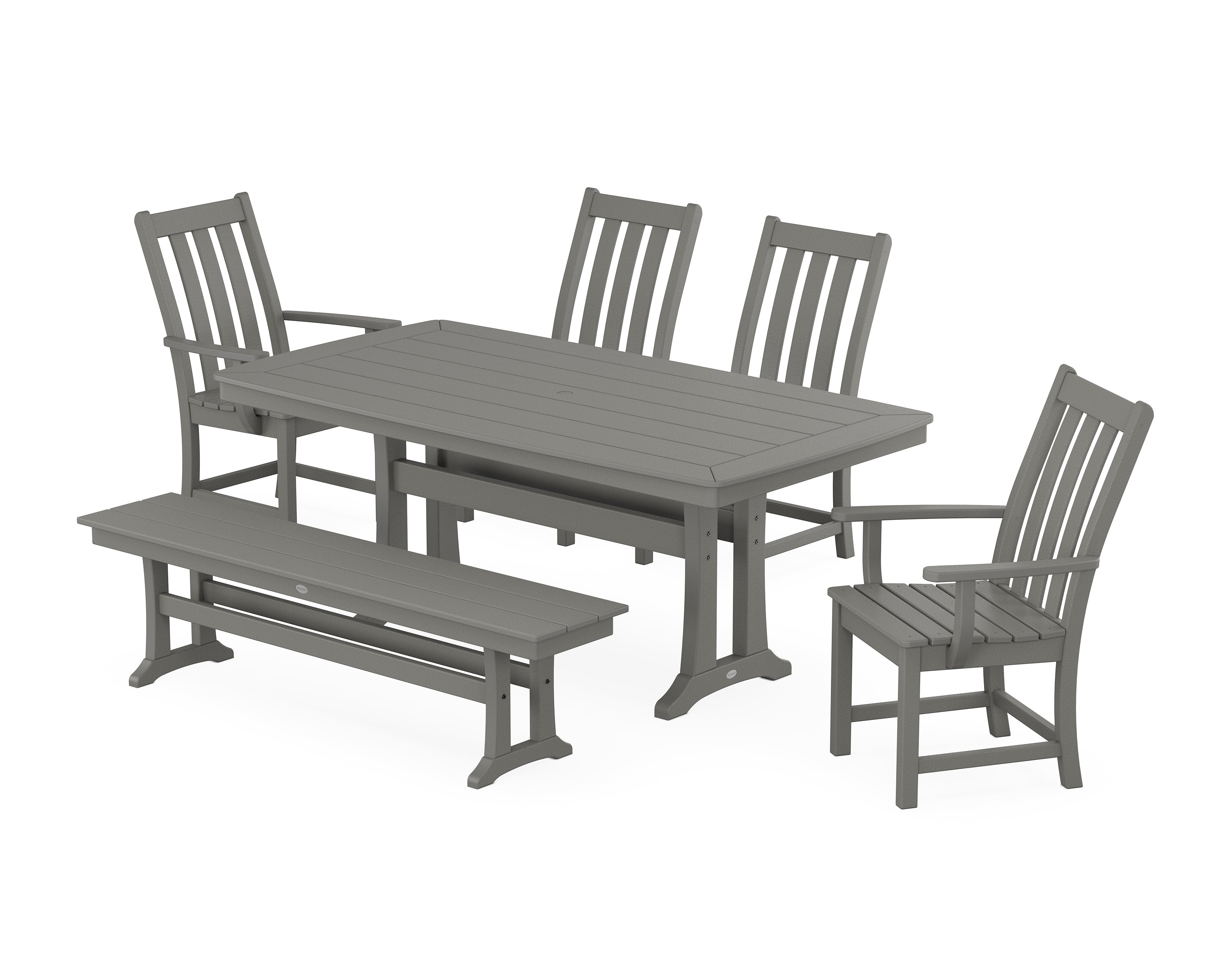 POLYWOOD Vineyard 6-Piece Dining Set with Trestle Legs in Slate Grey
