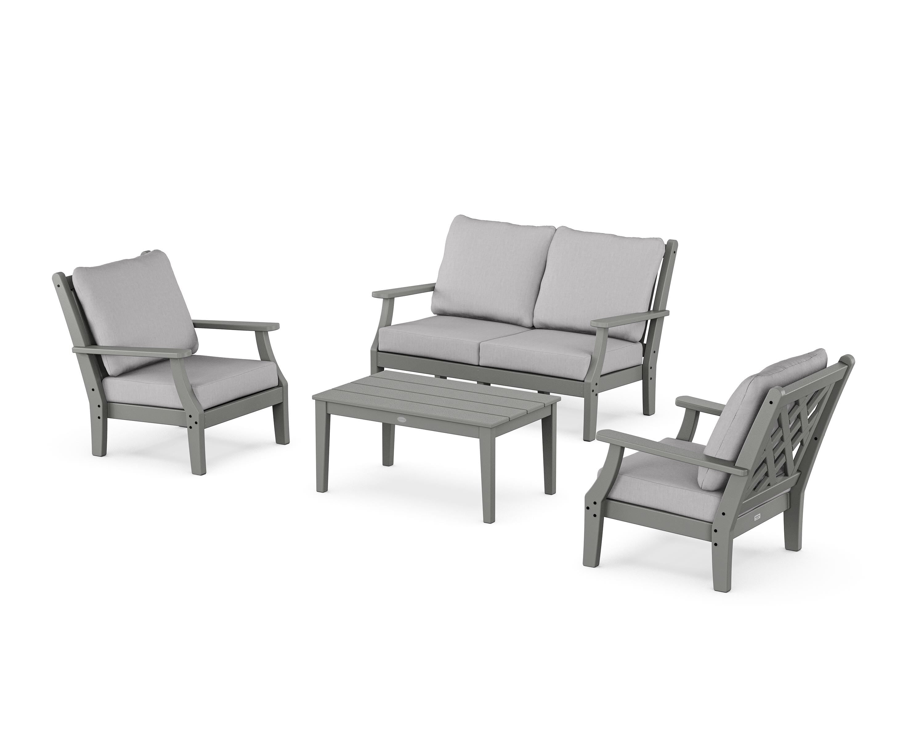 Country Living Wovendale 4-Piece Deep Seating Set with Loveseat in Slate Grey / Granite