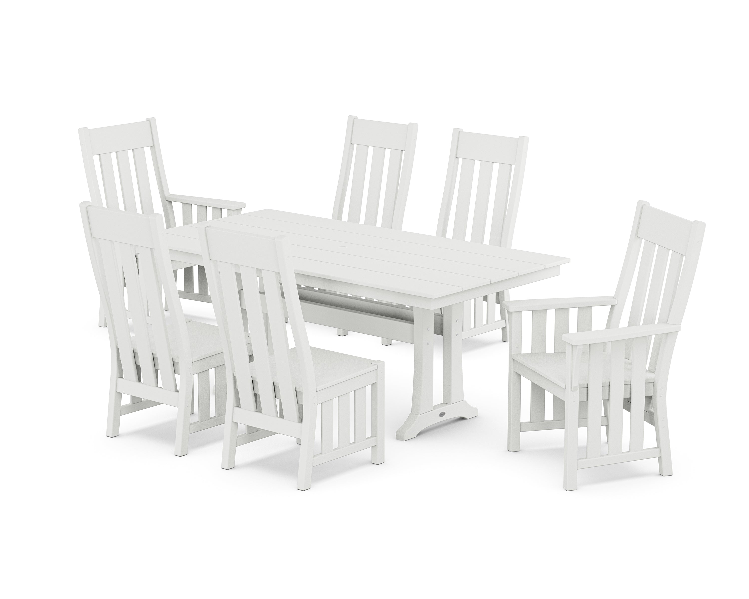 Martha Stewart by POLYWOOD Acadia 7-Piece Farmhouse Dining Set with Trestle Legs in White