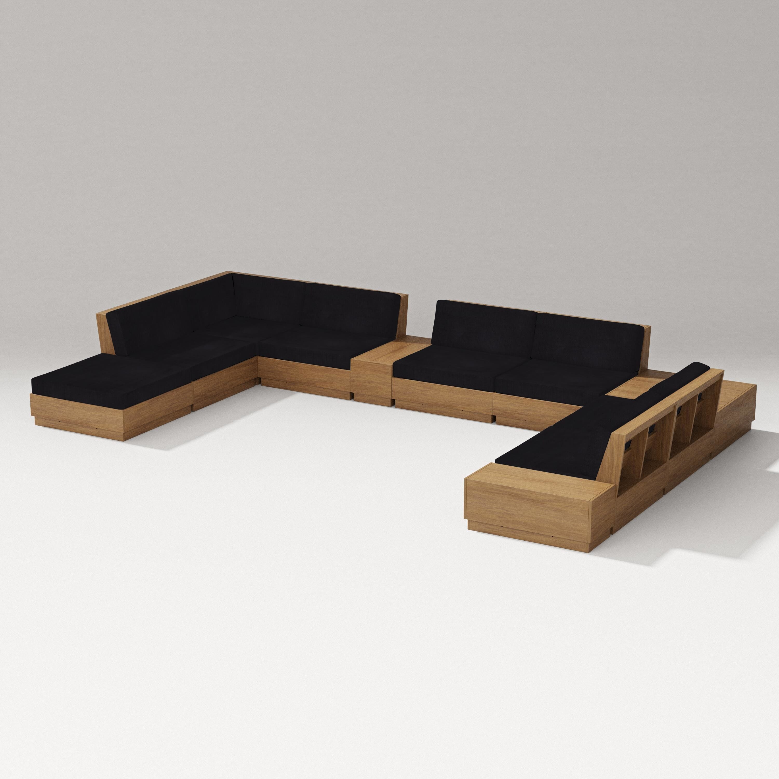 PW Designer Series Elevate 11-Piece Conversation Sectional Set in Natural / Midnight Linen